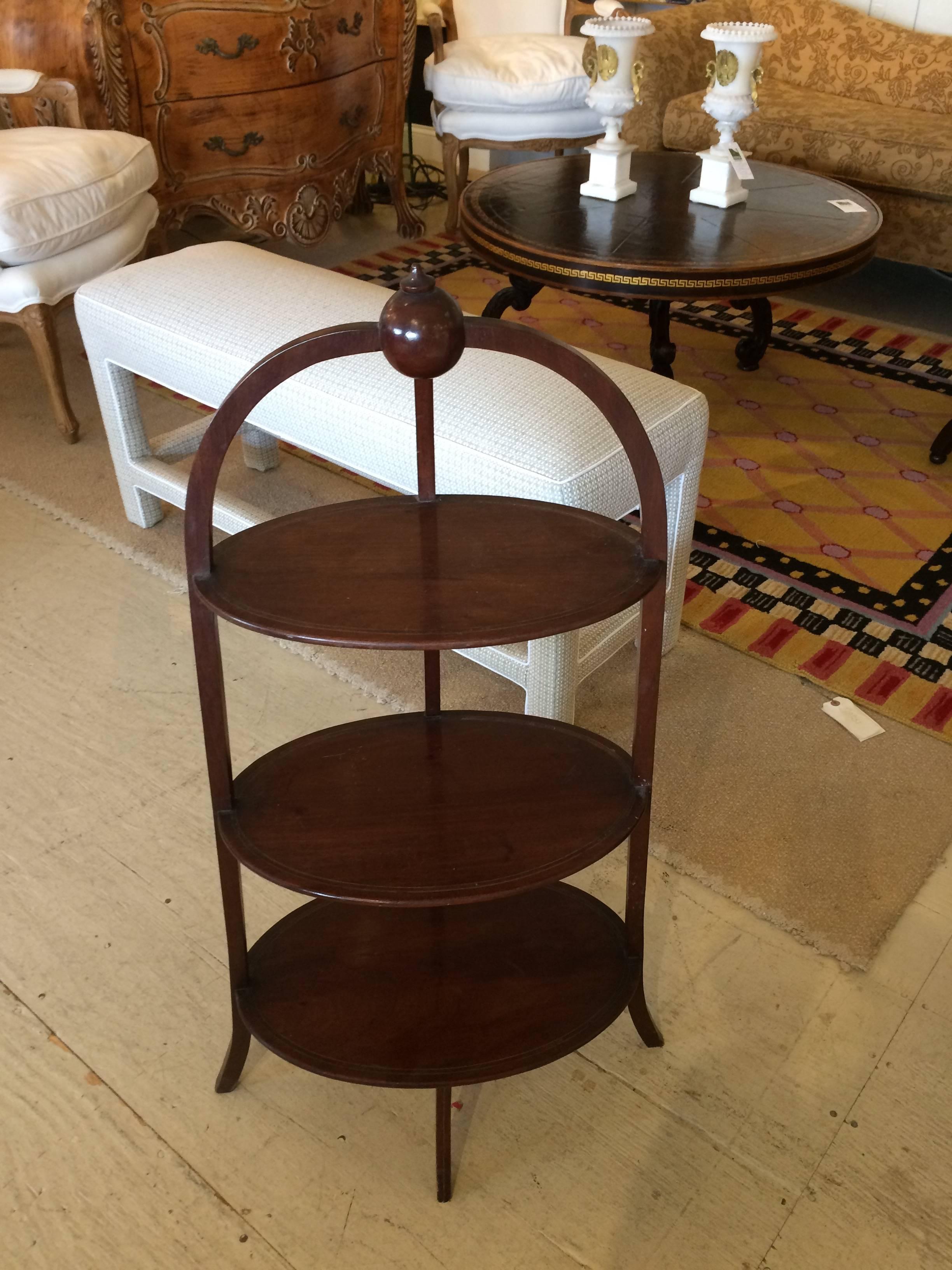 Rare 19th Century English Oval Three-Tier Side Table Muffin Stand For Sale 1