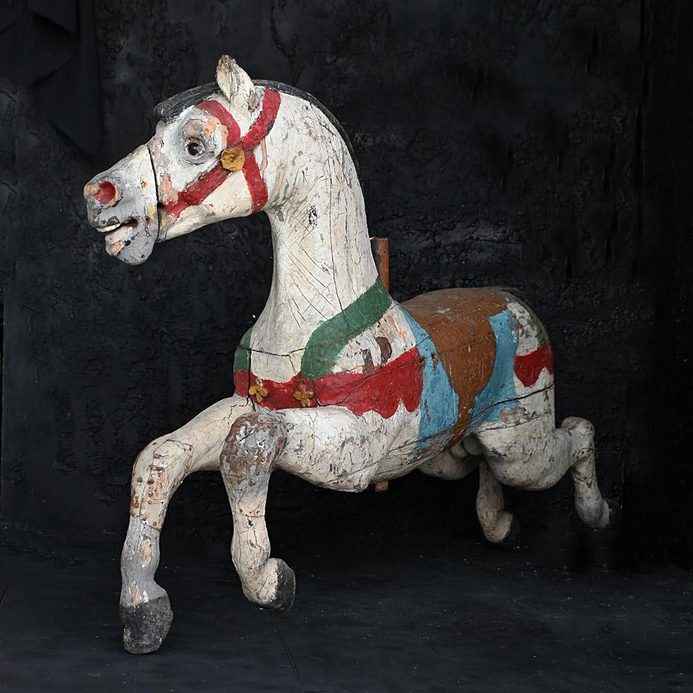 Sculpté à la main Rare carrousel de chevaux Bayol de foire du 19e siècle en vente