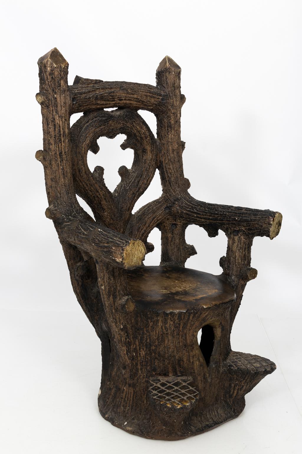 Rare 19th Century Faux Bois French Garden Chair For Sale 2