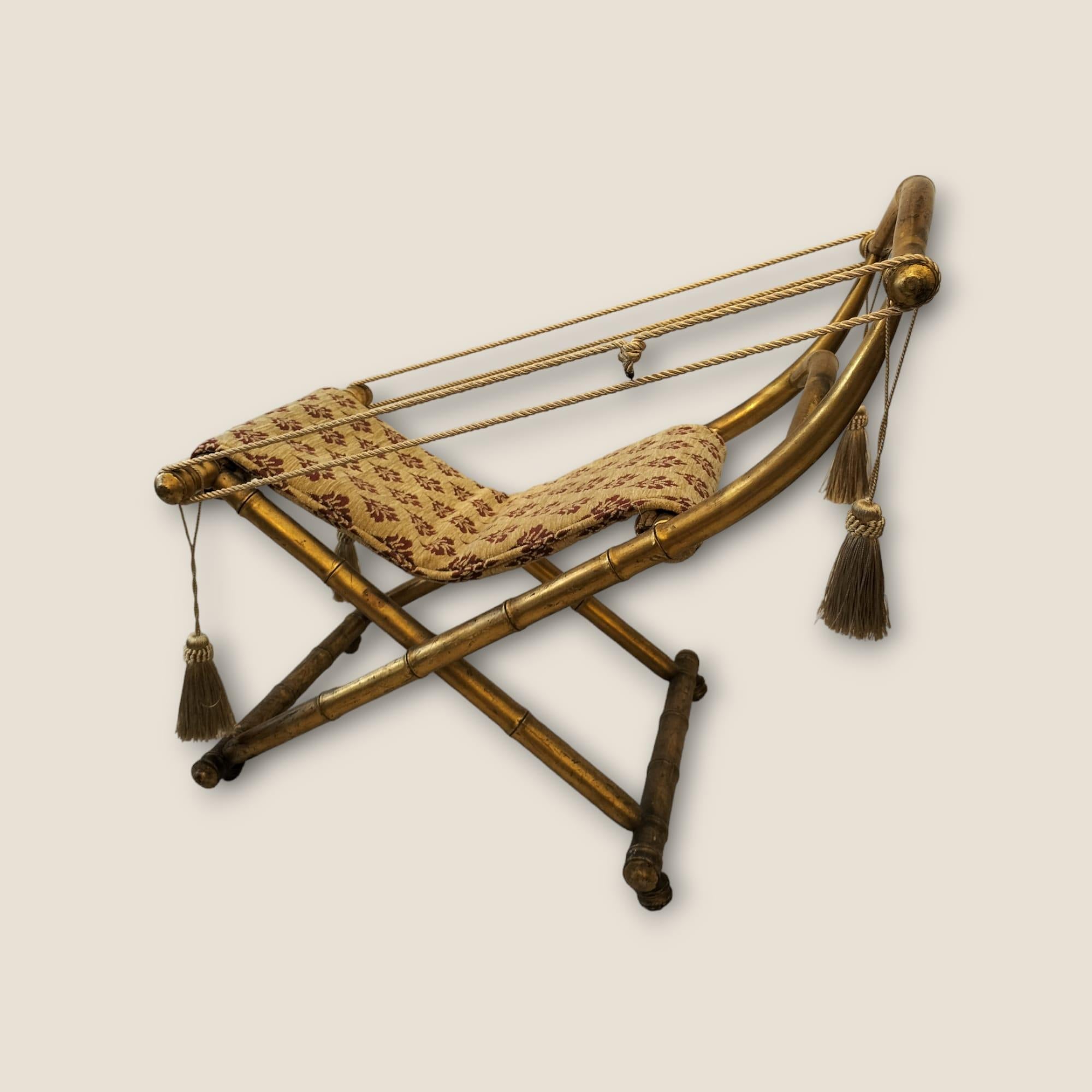 Rare 19th Century Folding Chair in Gilt Wood, Napoleon III Period For Sale 6