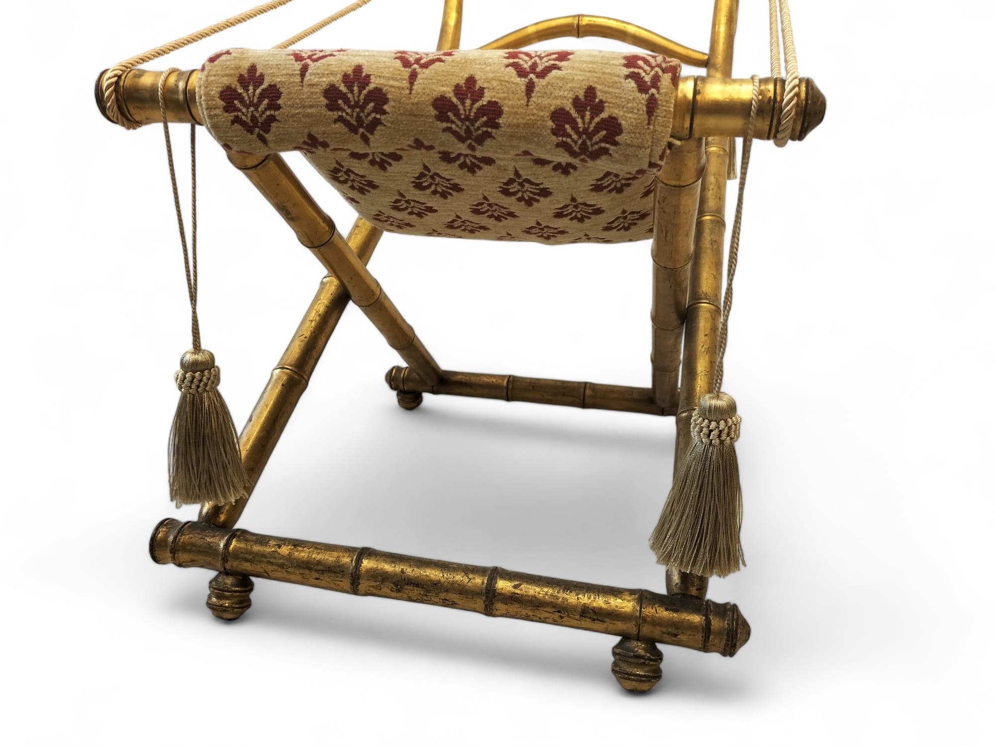 French Rare 19th Century Folding Chair in Gilt Wood, Napoleon III Period For Sale