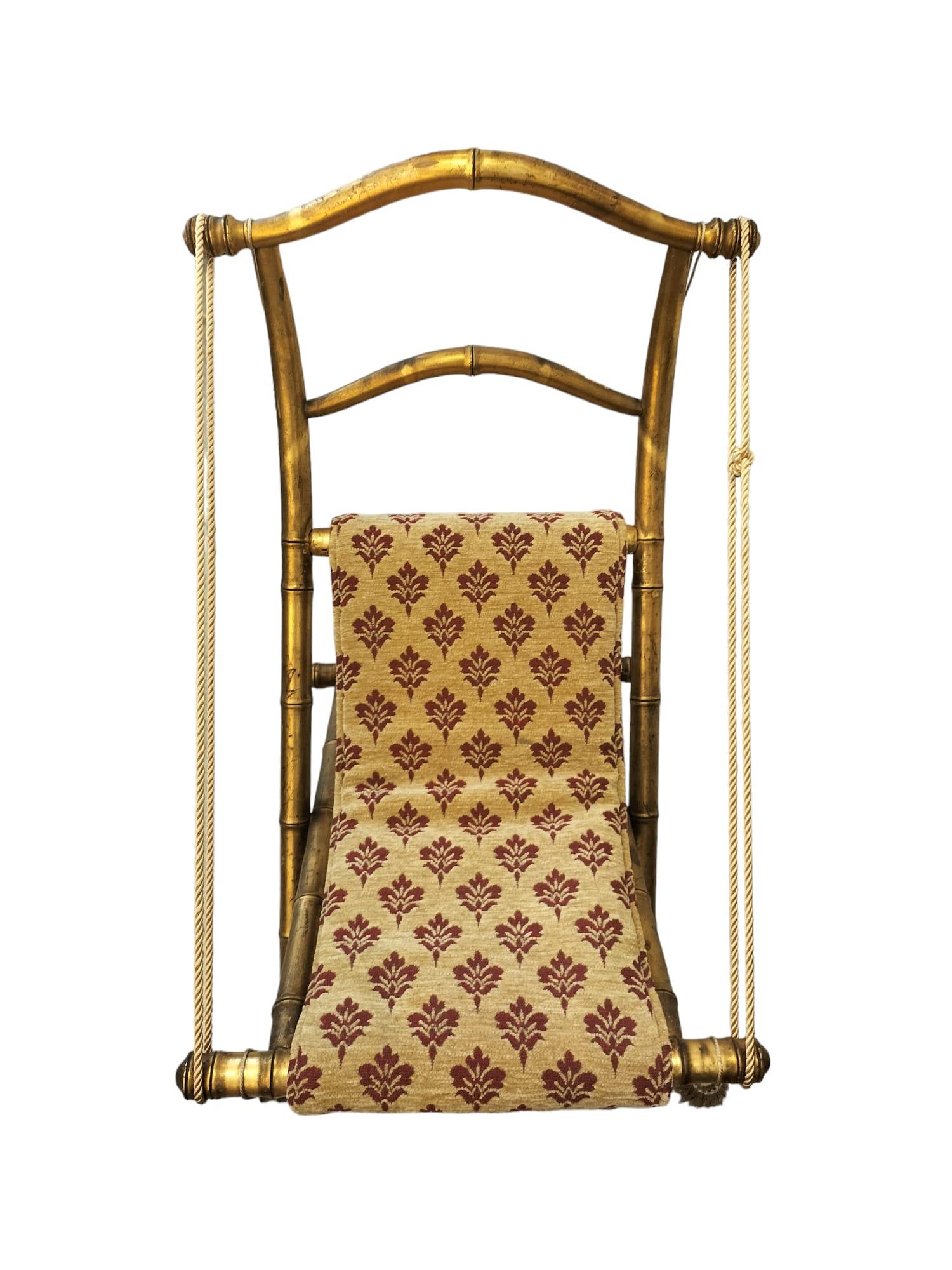 Rare 19th Century Folding Chair in Gilt Wood, Napoleon III Period In Good Condition For Sale In NICE, FR
