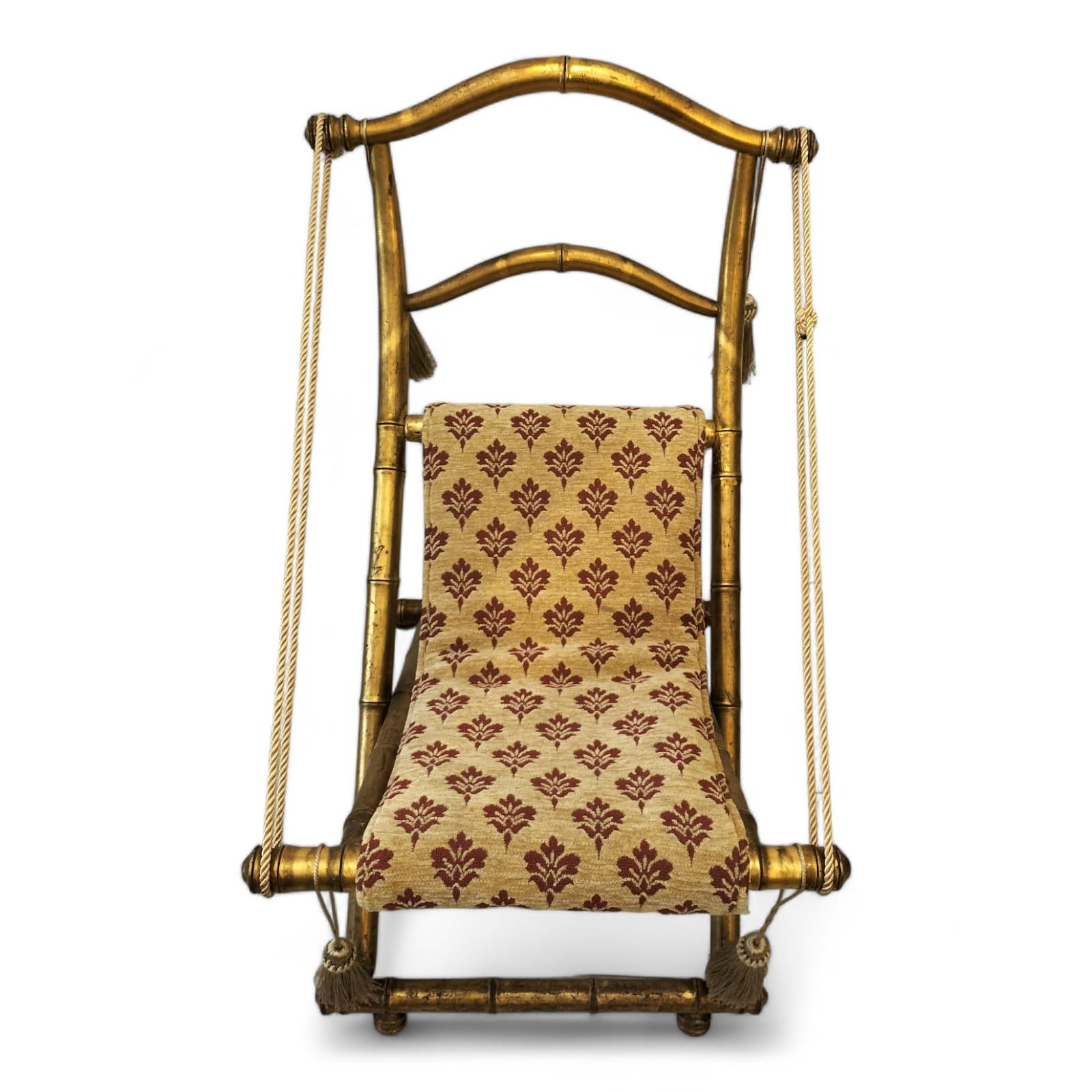 Rare 19th Century Folding Chair in Gilt Wood, Napoleon III Period For Sale 2