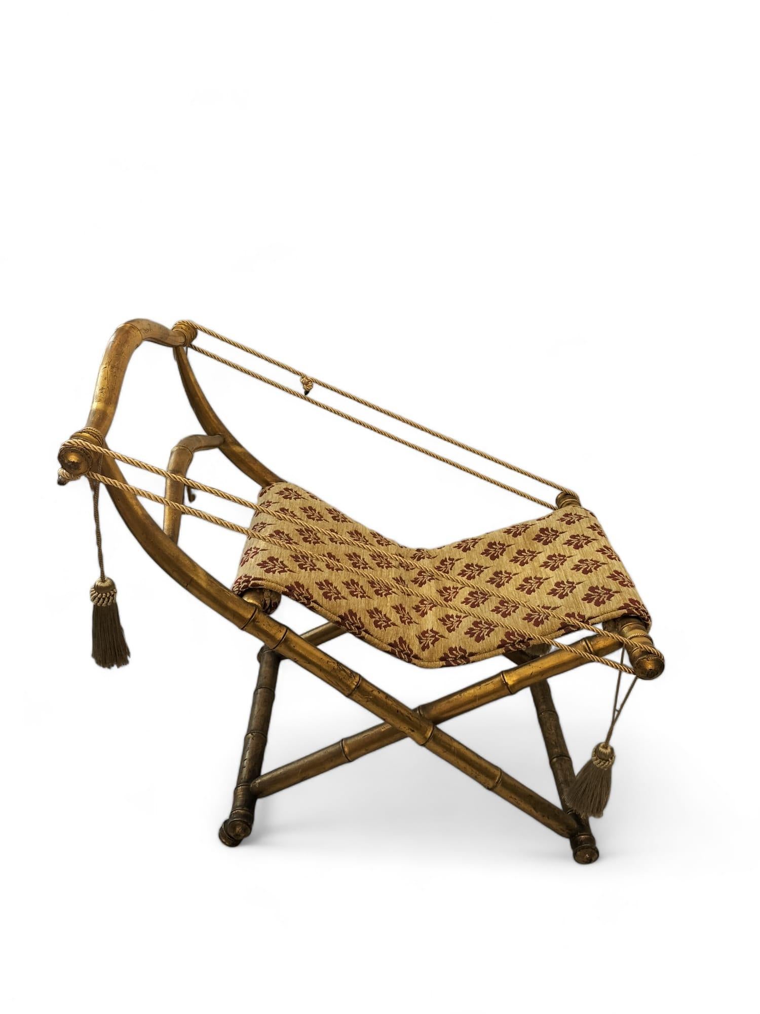 Rare 19th Century Folding Chair in Gilt Wood, Napoleon III Period For Sale 3