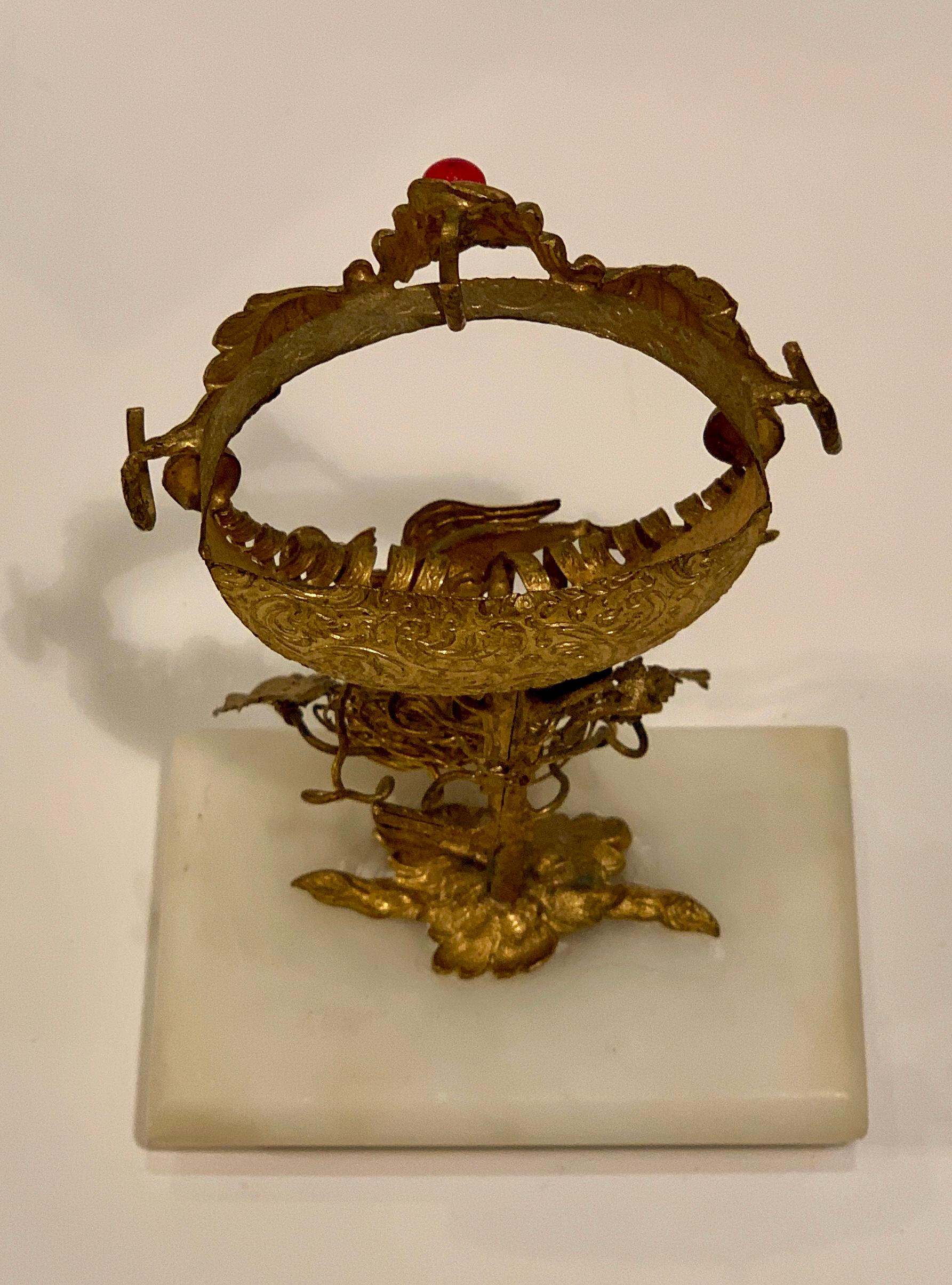 Rare 19th Century French Antique Peacock’s Nest Pocket Watch Holder Porte Montre In Good Condition In Tustin, CA