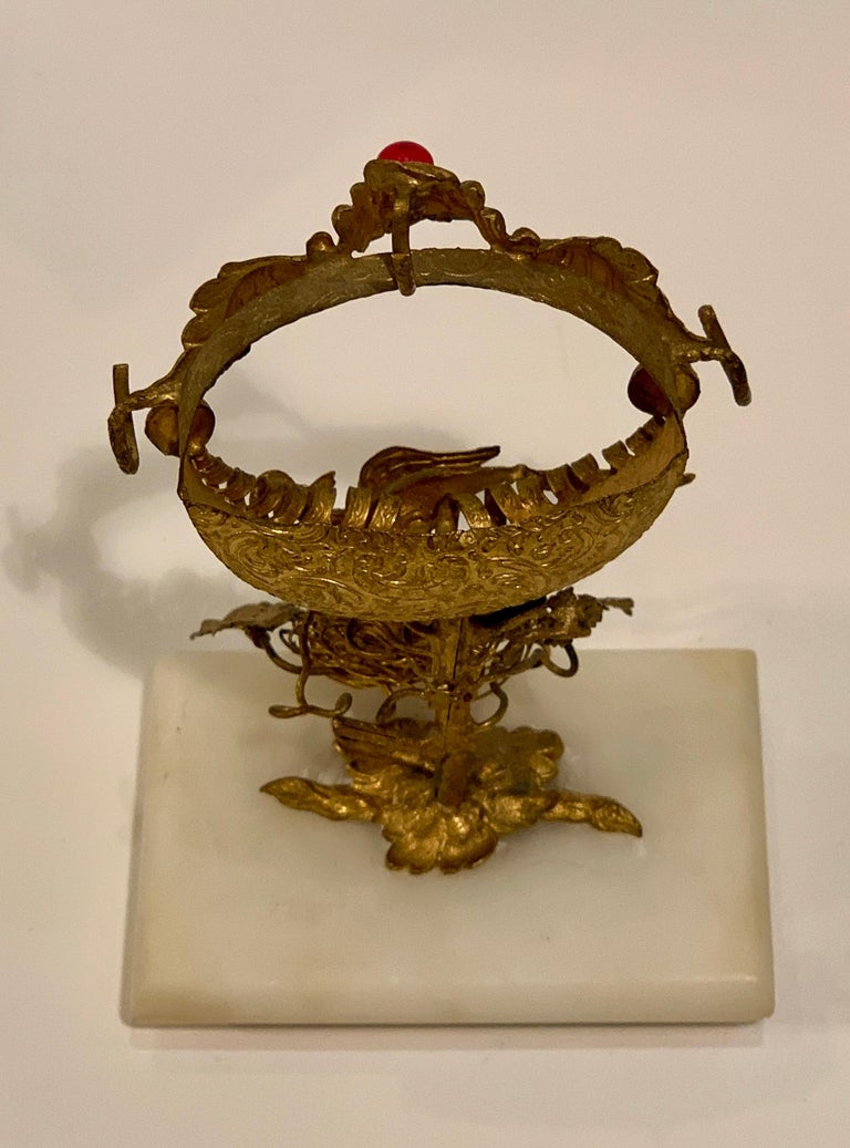 Rare 19th Century French Antique Peacock’s Nest Pocket Watch Holder Porte Montre at 1stDibs