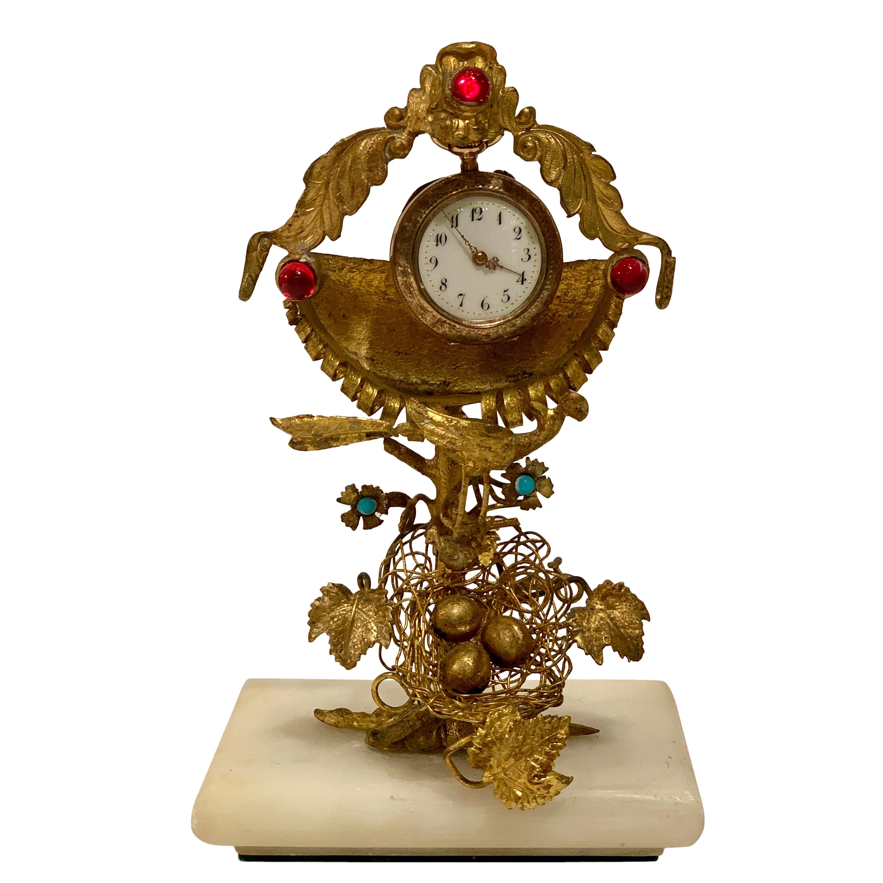 Rare 19th Century French Antique Peacock’s Nest Pocket Watch Holder Porte Montre