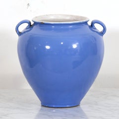 Rare 19th Century French Confit Pot or Egg Pot with Blue Glaze