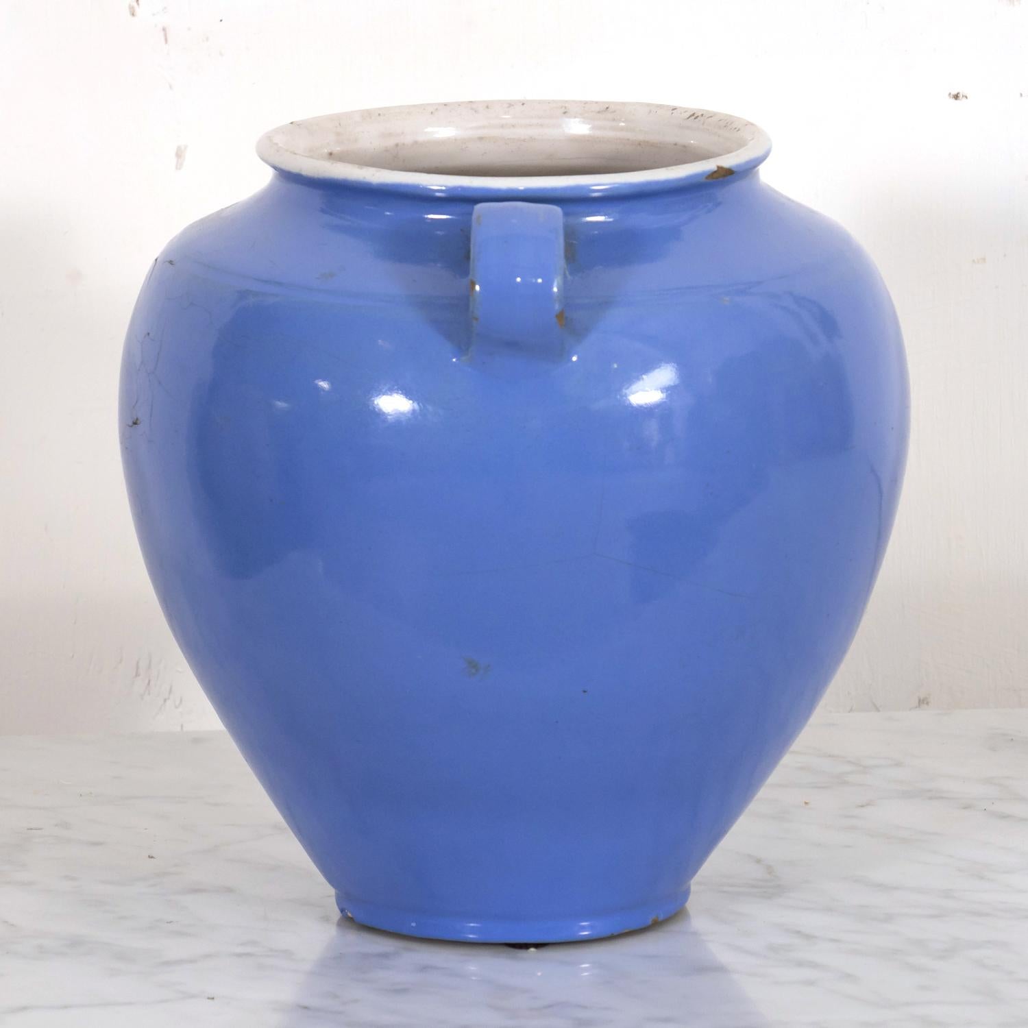 Late 19th Century Rare 19th Century French Confit Pot or Egg Pot with Blue Glaze For Sale