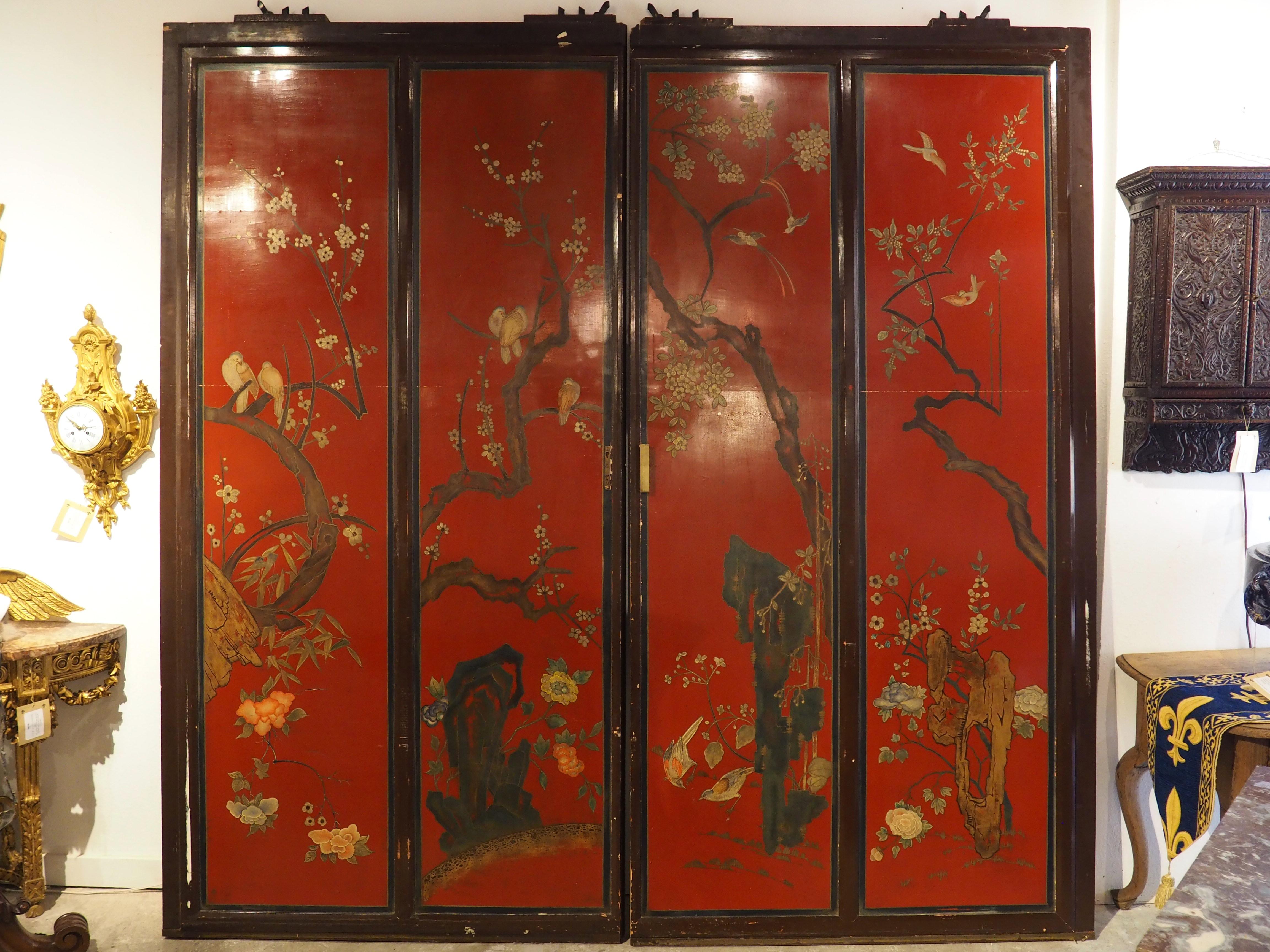 Rare 19th Century French Doors with Capriccio Oil Painting and Chinoiserie Verso For Sale 8