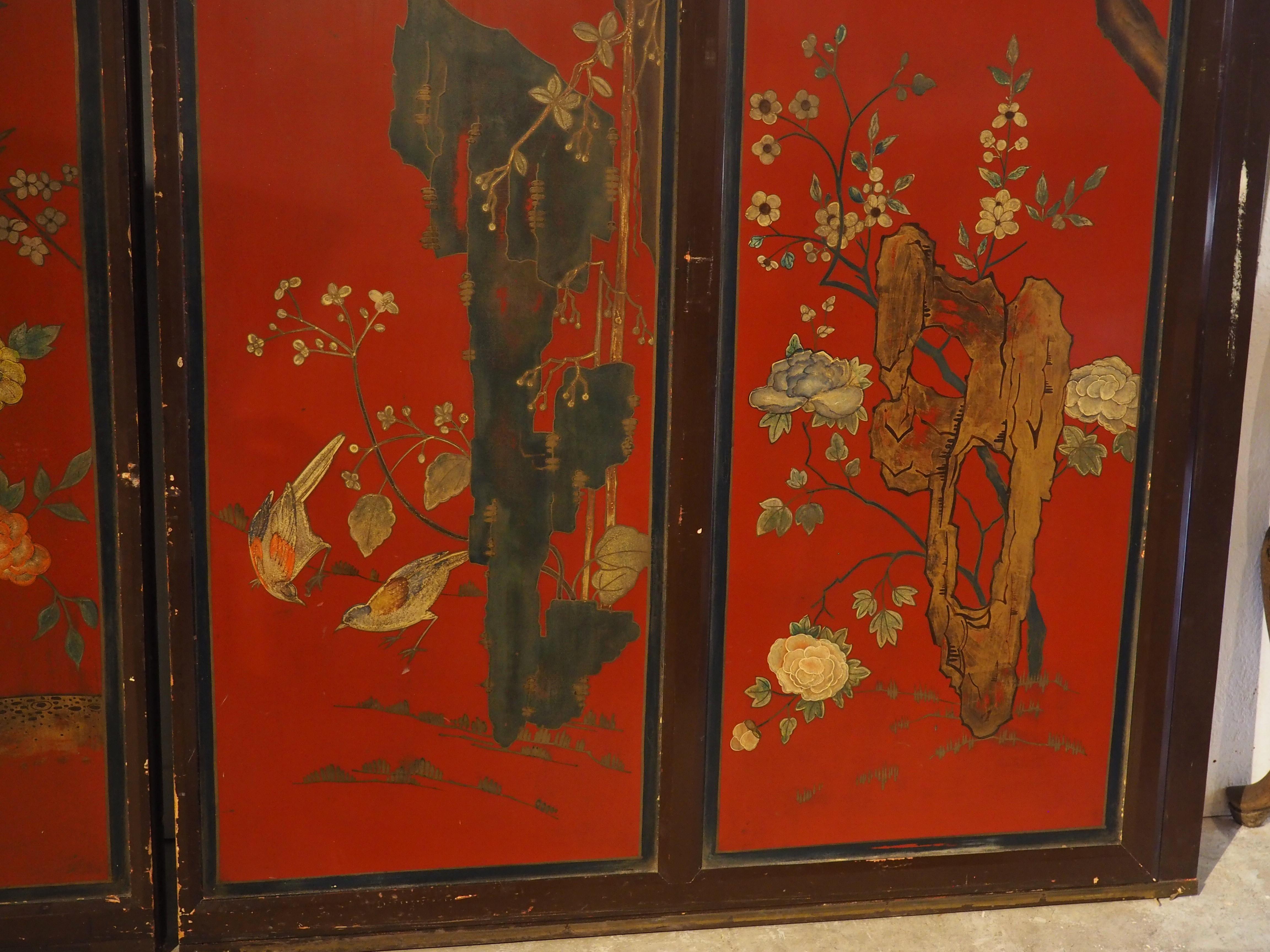 Rare 19th Century French Doors with Capriccio Oil Painting and Chinoiserie Verso For Sale 9