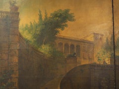 Rare 19th Century French Doors with Capriccio Oil Painting and Chinoiserie Verso