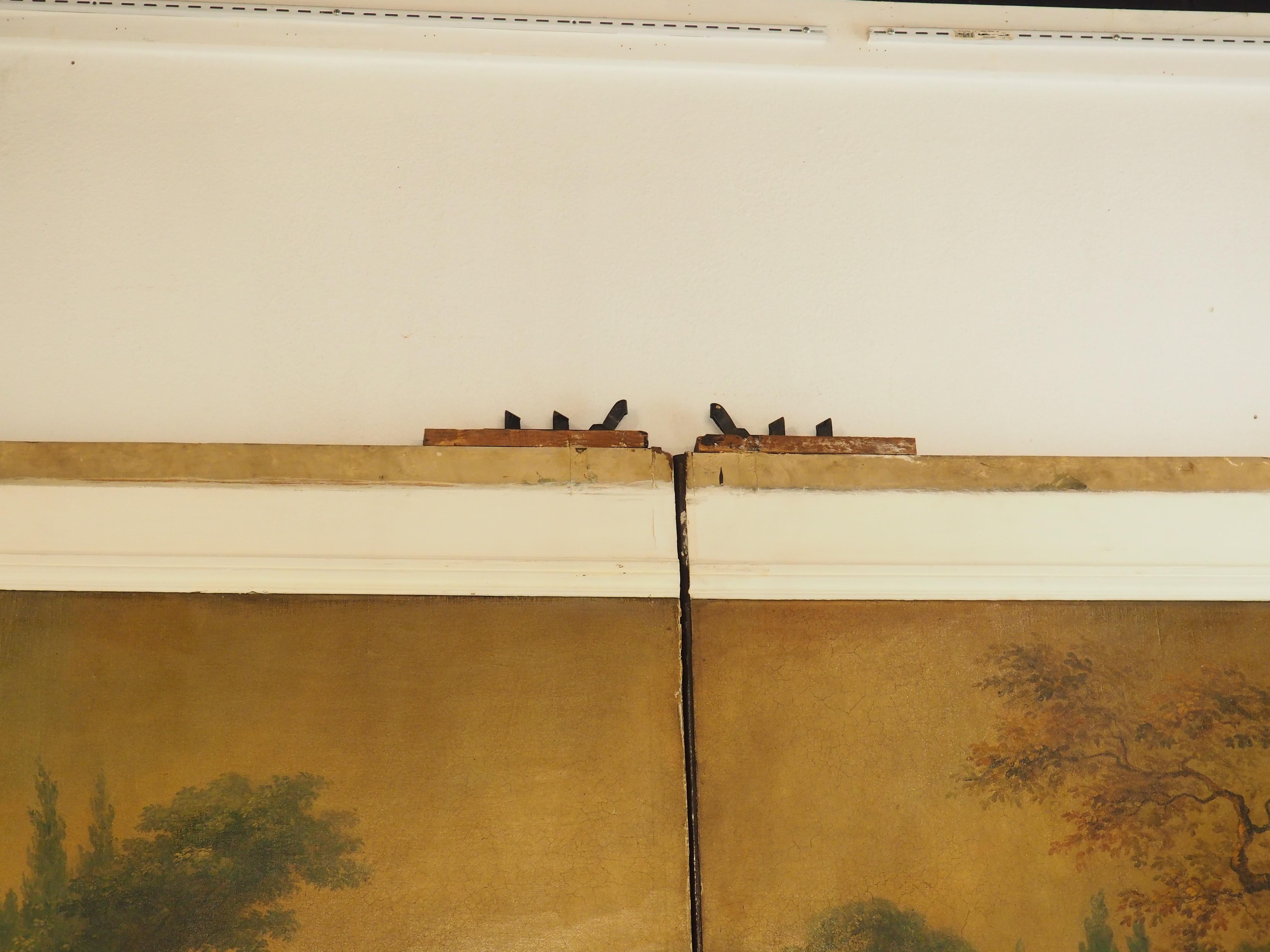 Rare 19th Century French Doors with Capriccio Oil Painting and Chinoiserie Verso For Sale 1