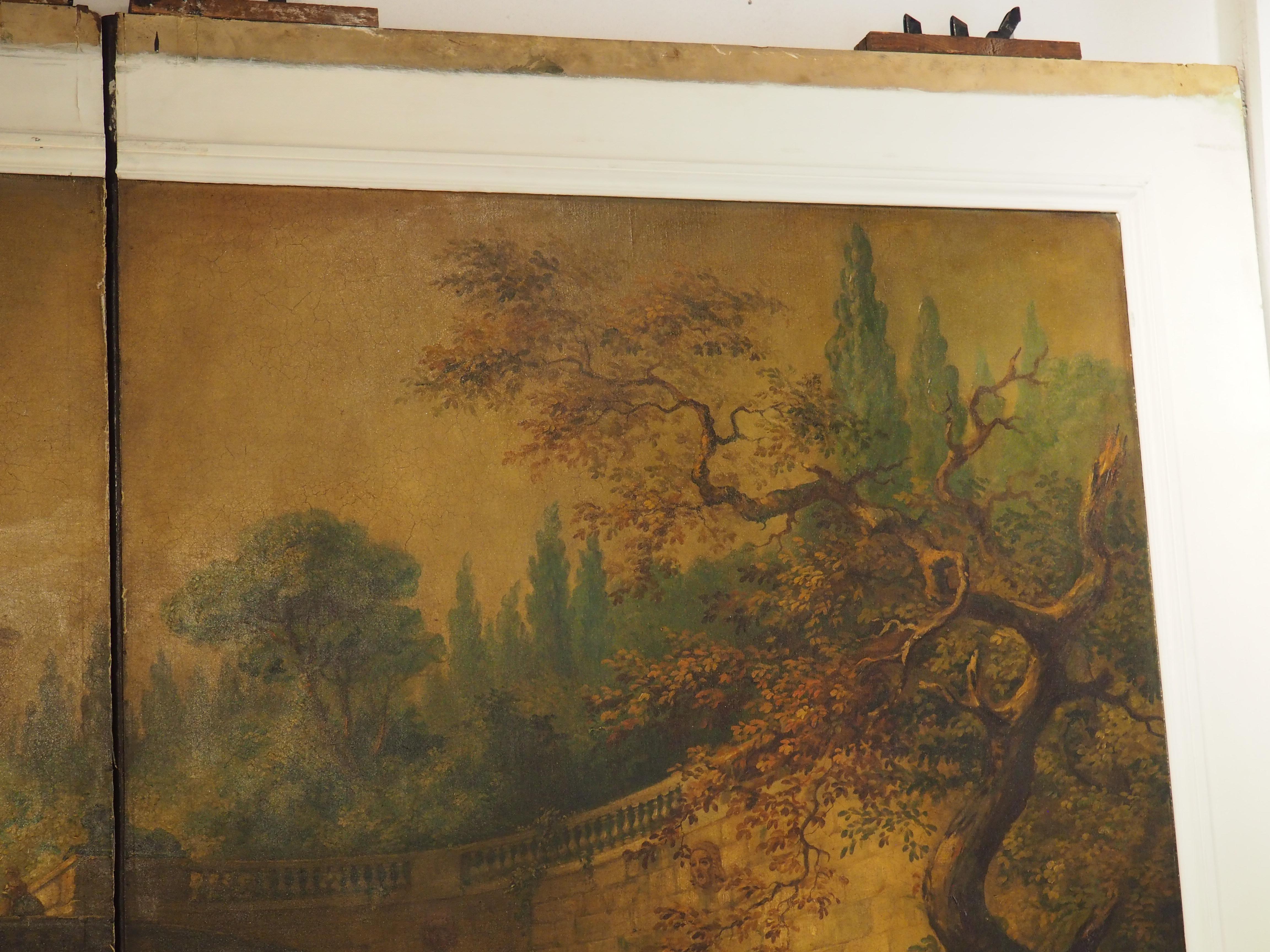 Rare 19th Century French Doors with Capriccio Oil Painting and Chinoiserie Verso For Sale 2