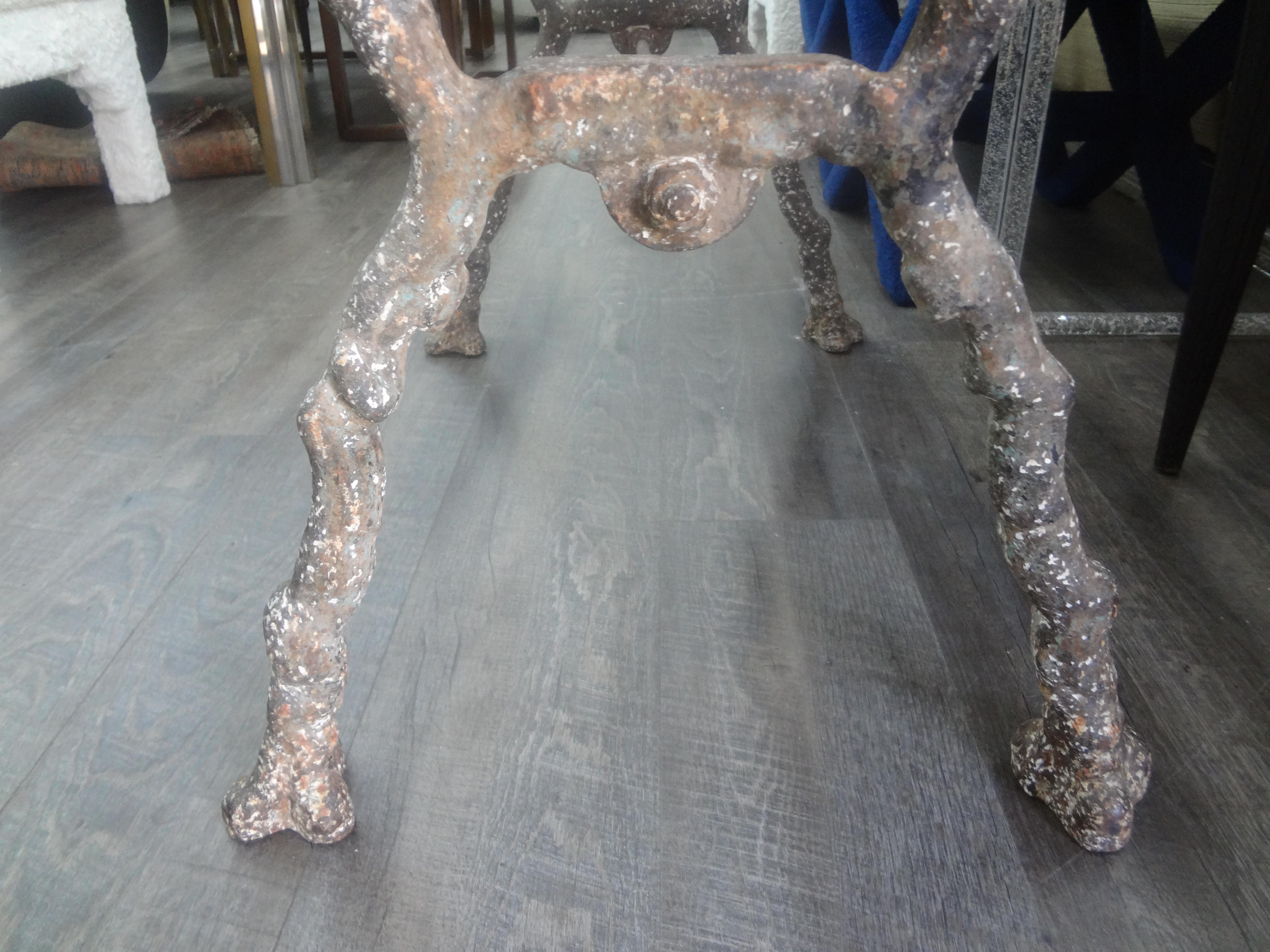 Late 19th Century Rare 19th Century French Iron Garden Table With Marble Top By Arras For Sale
