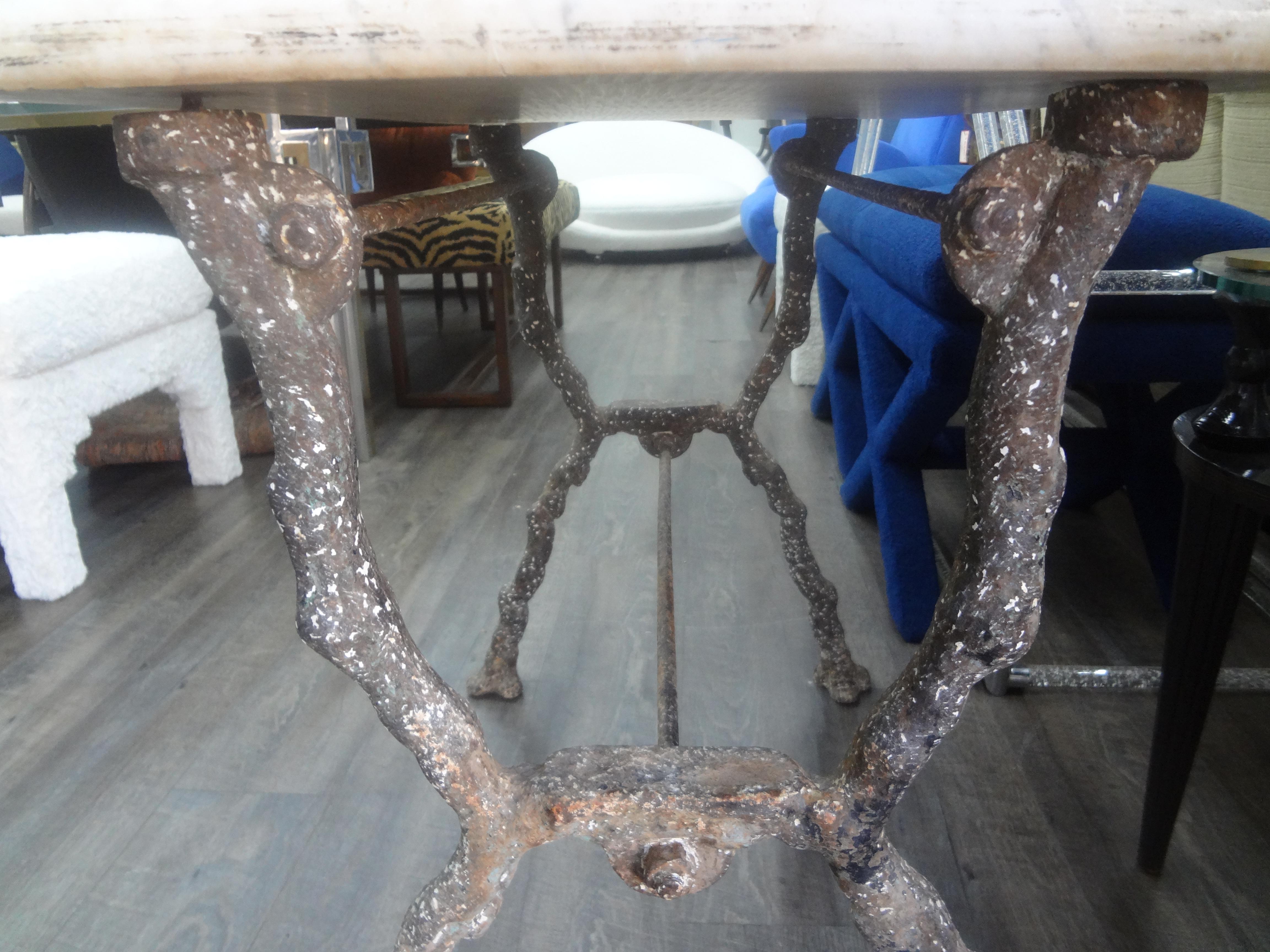 Rare 19th Century French Iron Garden Table With Marble Top By Arras For Sale 1
