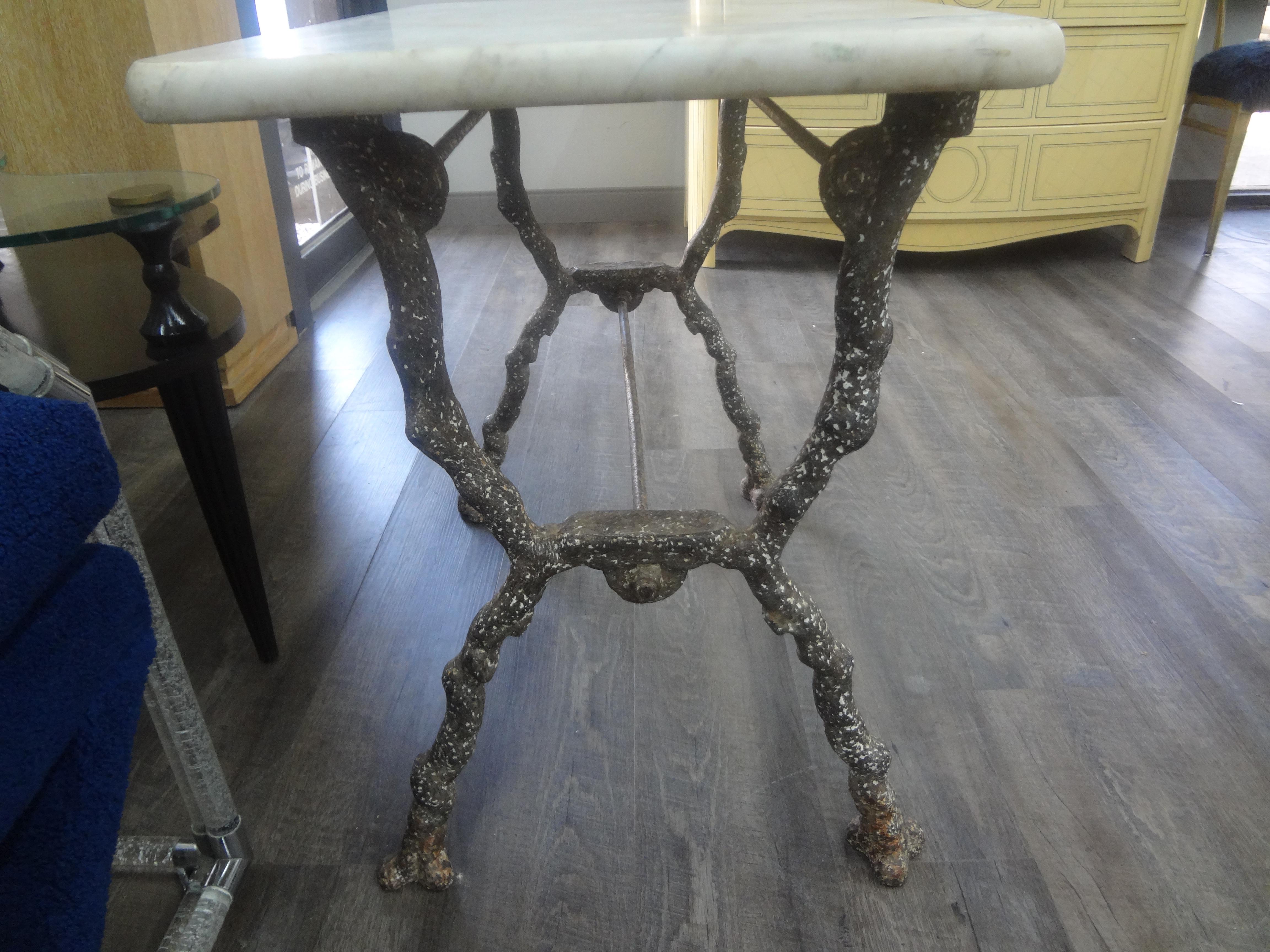 Rare 19th Century French Iron Garden Table With Marble Top By Arras For Sale 3