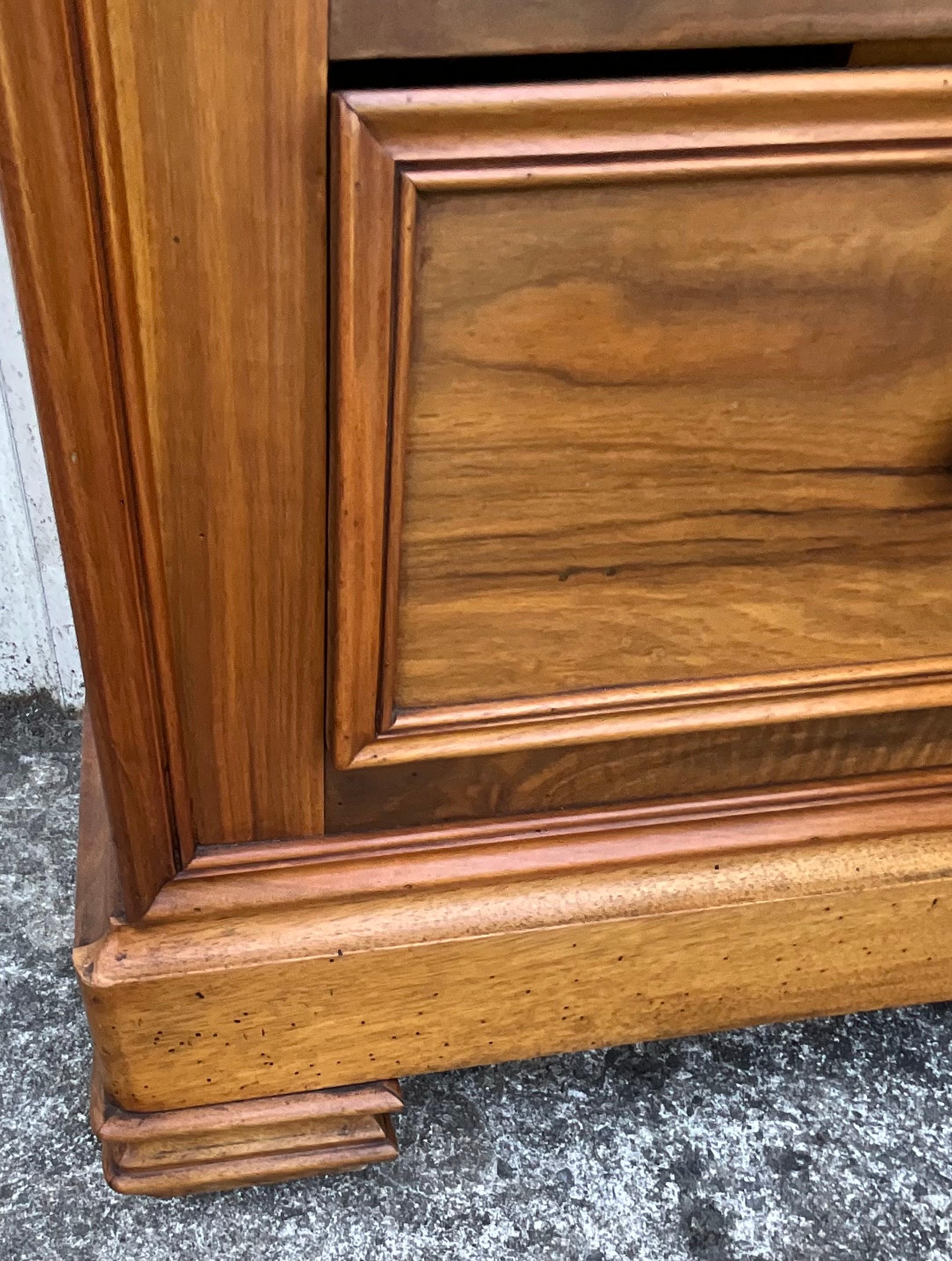 Rare 19th Century French Louis-Philippe Tall Chest in Hand-Selected Walnut in vendita 8