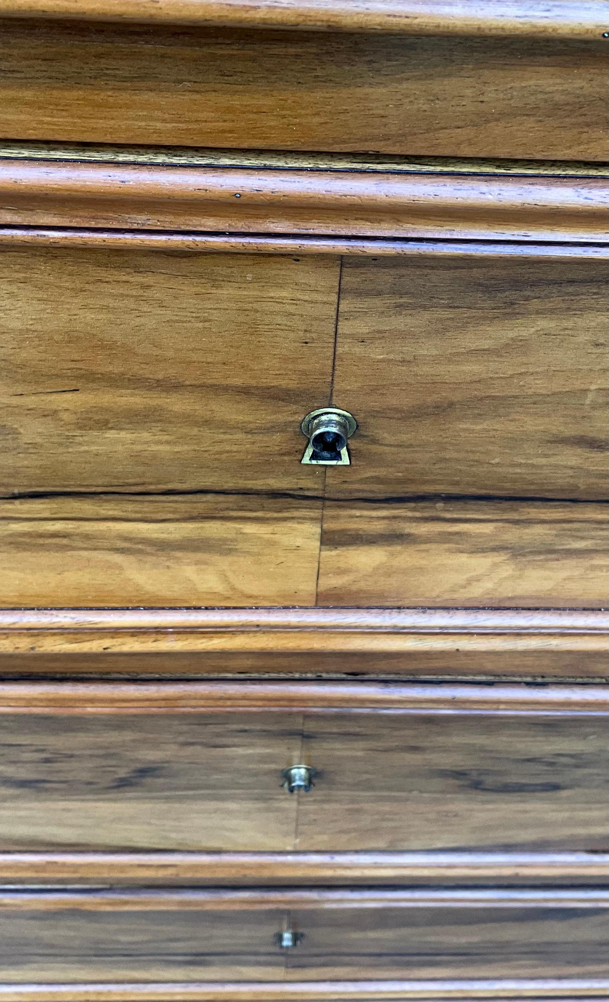 Rare 19th Century French Louis-Philippe Tall Chest in Hand-Selected Walnut in vendita 2