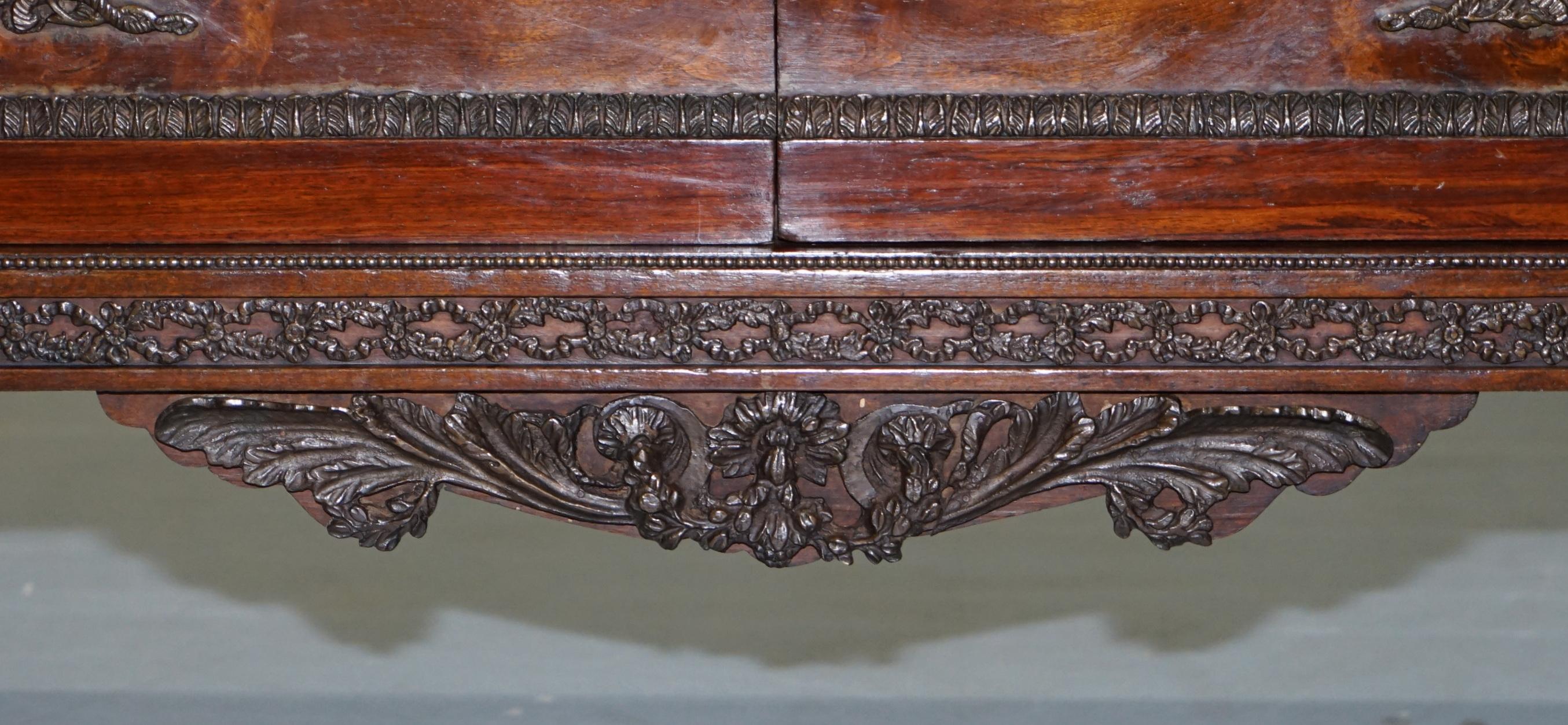 Rare 19th Century French Louis Walnut Sideboard Drawers Marble Top Bronze Mounts 5