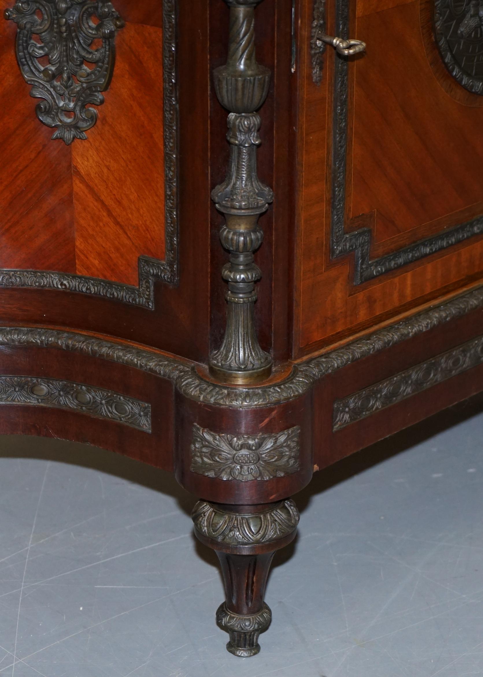 Rare 19th Century French Louis Walnut Sideboard Drawers Marble Top Bronze Mounts For Sale 10
