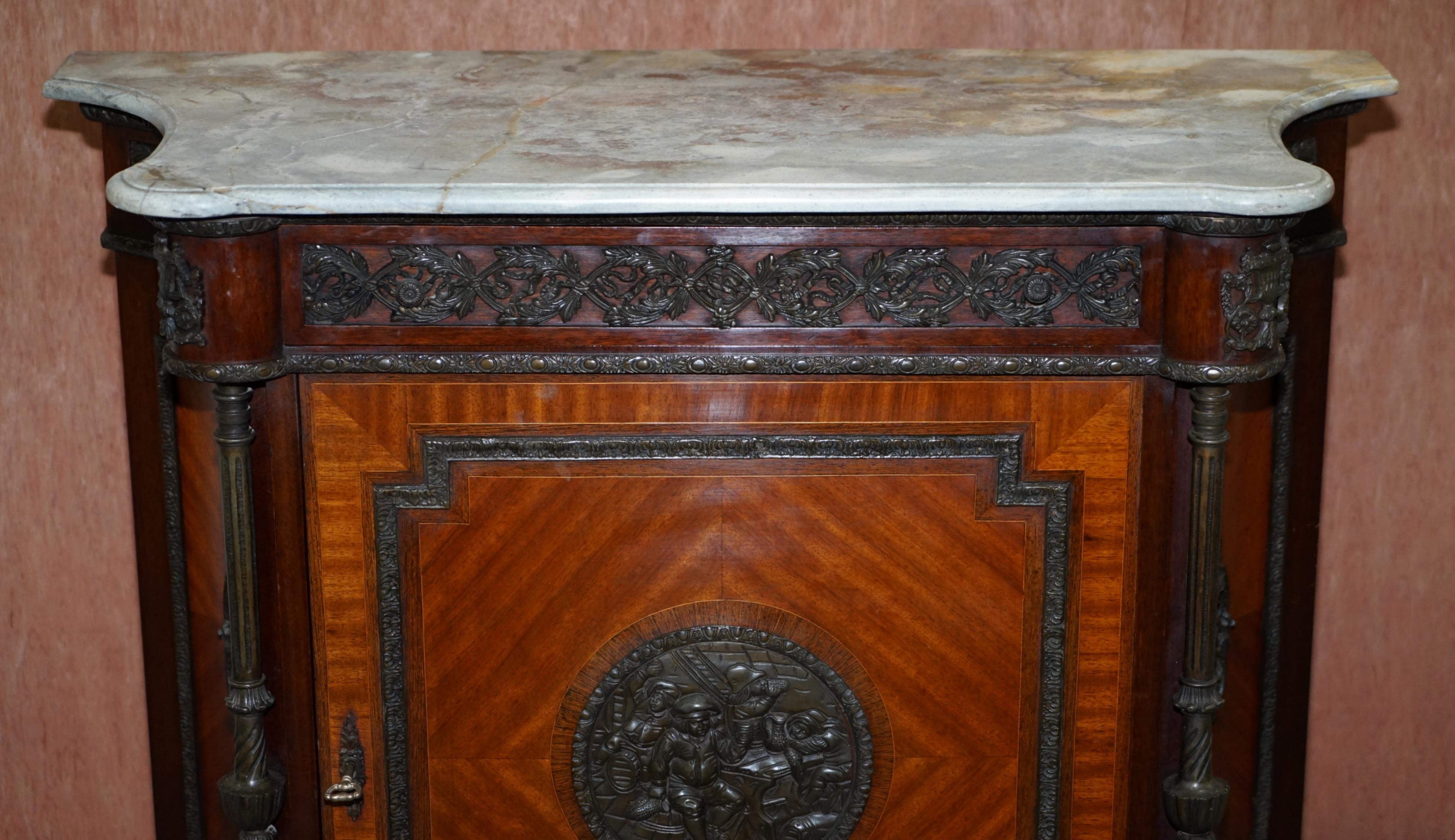 Rare 19th Century French Louis Walnut Sideboard Drawers Marble Top Bronze Mounts For Sale 3