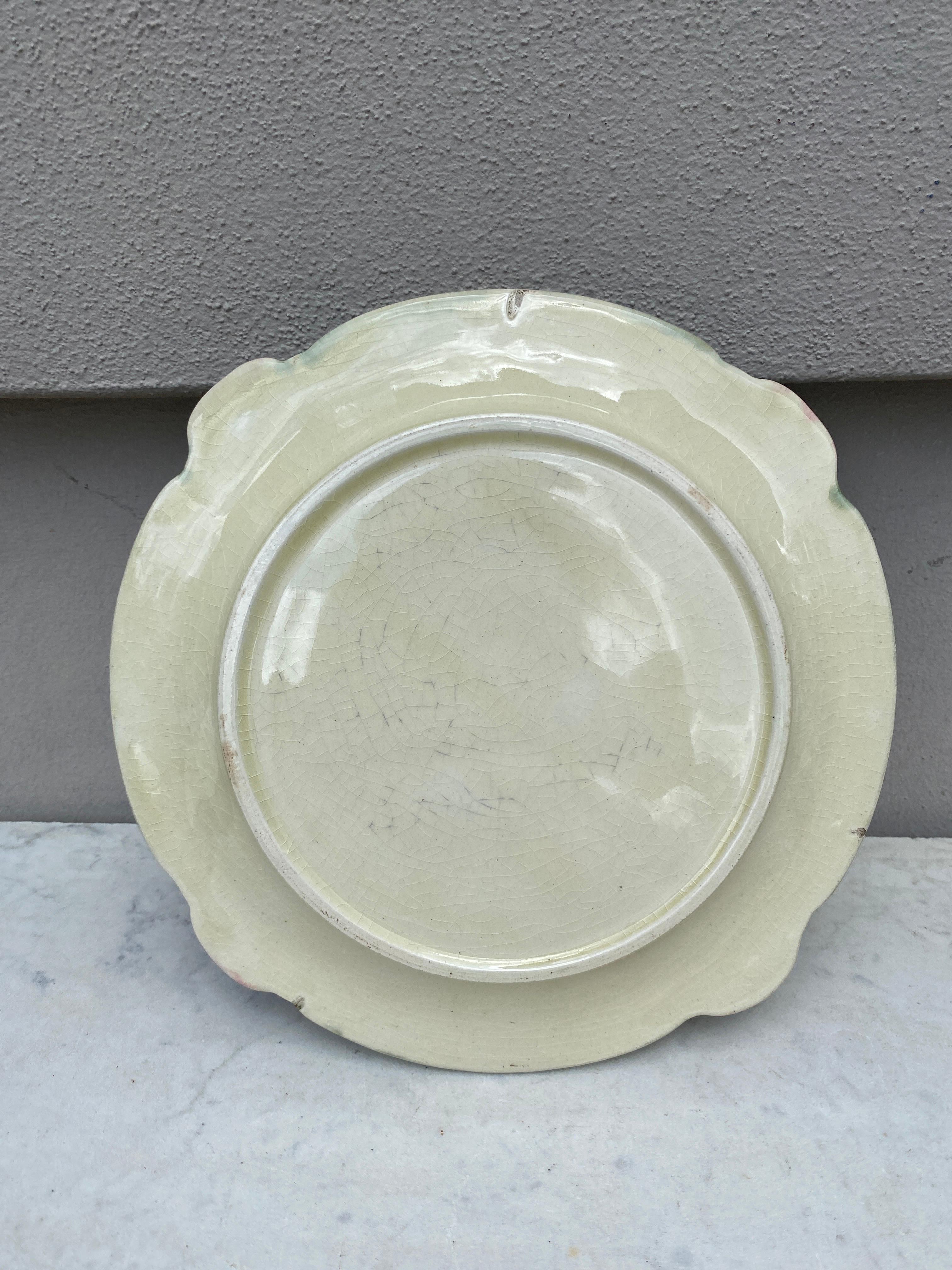 Rare 19th Century French Majolica Artichoke & Asparagus Plate In Good Condition For Sale In Austin, TX