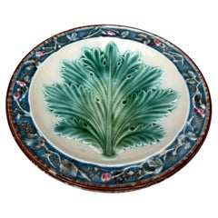 Rare 19th Century French Majolica Leaf Plate Longchamp