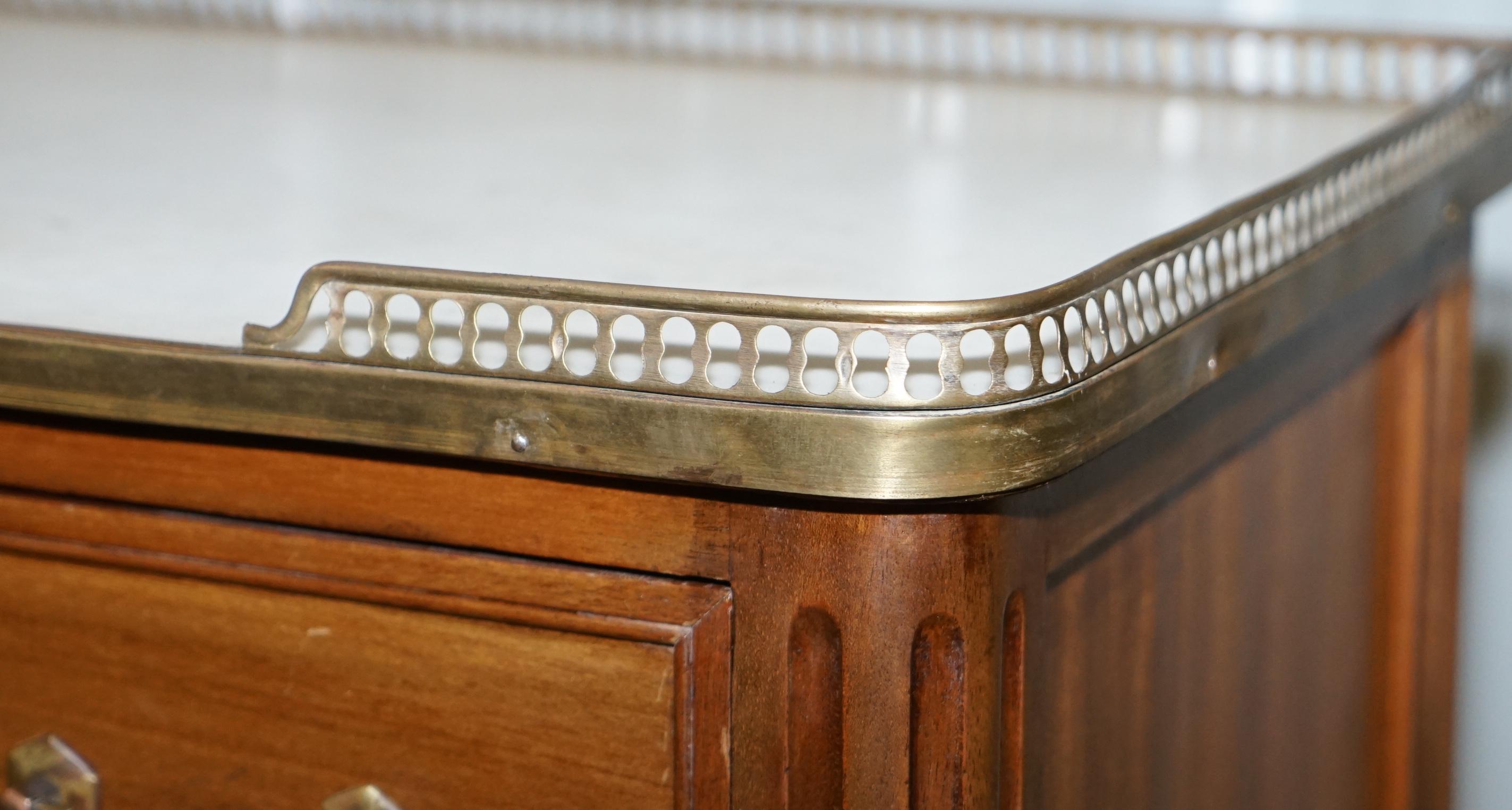 Rare 19th Century French Marble Topped Brass Gallery Semainier Chest of Drawers For Sale 1