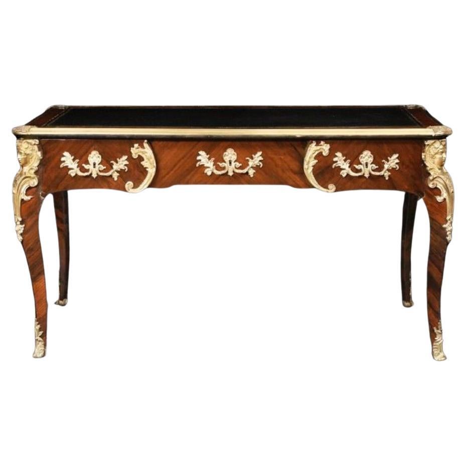 Rare 19th Century French Museum Quality Dore Bronze Louis XV Table Desk Bureau  For Sale