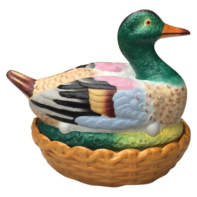 Rare 19th Century French Porcelain Duck Tureen at 1stDibs