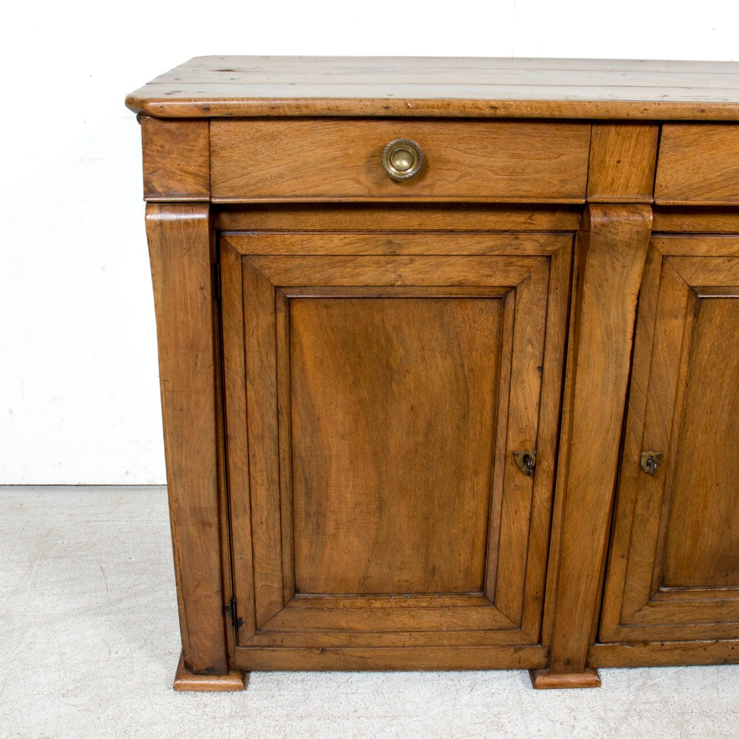 Rare 19th Century French Restauration Period Walnut Kitchen Island or Buffet 9