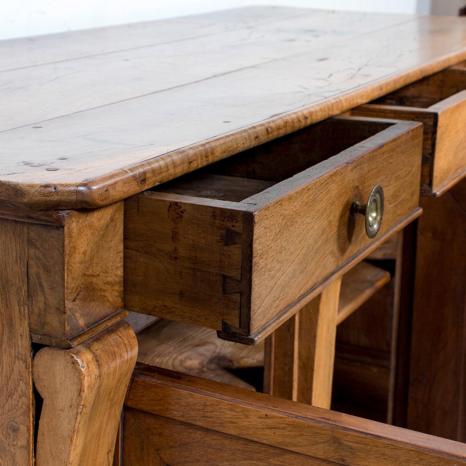 Rare 19th Century French Restauration Period Walnut Kitchen Island or Buffet 13