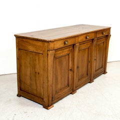 Rare 19th Century French Restauration Period Walnut Kitchen Island or Buffet