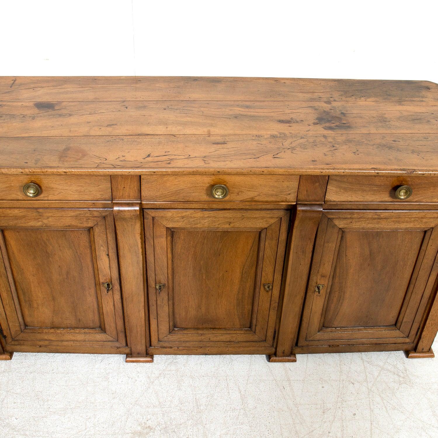 Rare 19th Century French Restauration Period Walnut Kitchen Island or Buffet 6
