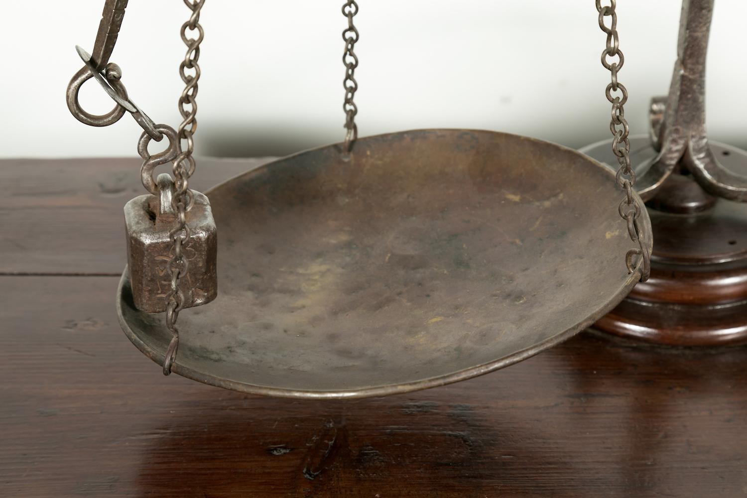 Rare 19th Century French Salt Scale with Walnut Base 6