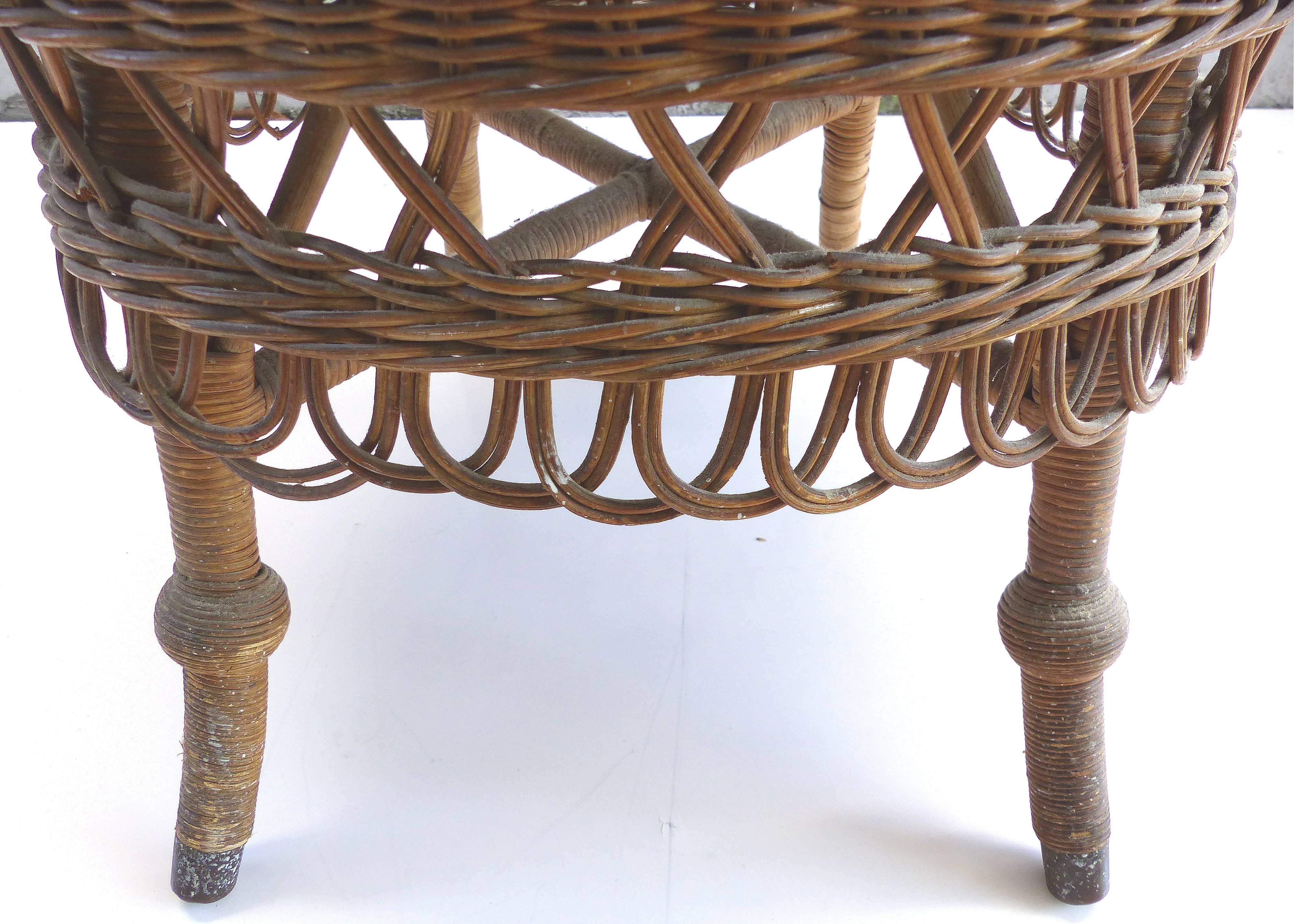 Rare 19th Century French Victorian Boudoir Wicker Chair 4
