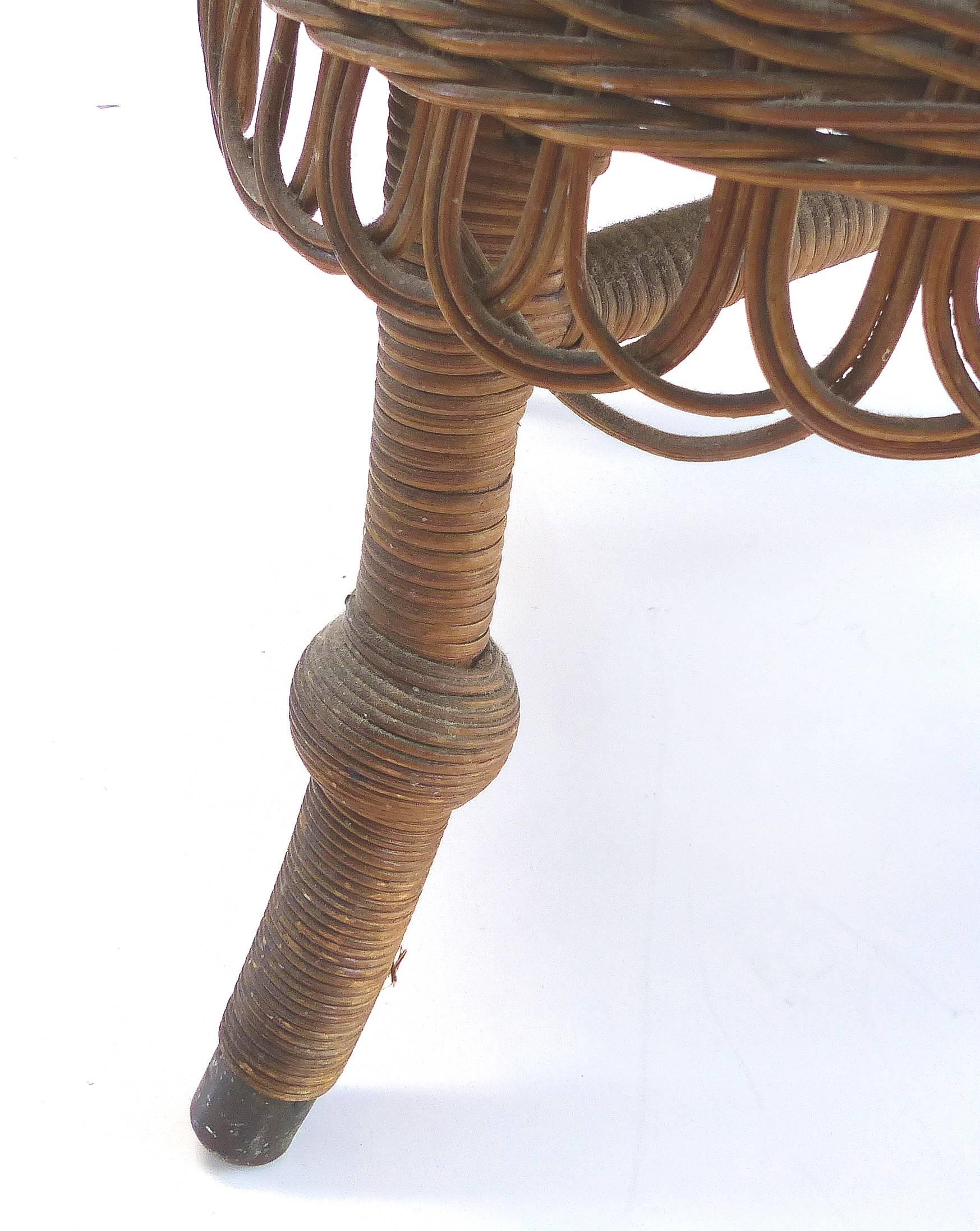Rare 19th Century French Victorian Boudoir Wicker Chair 5