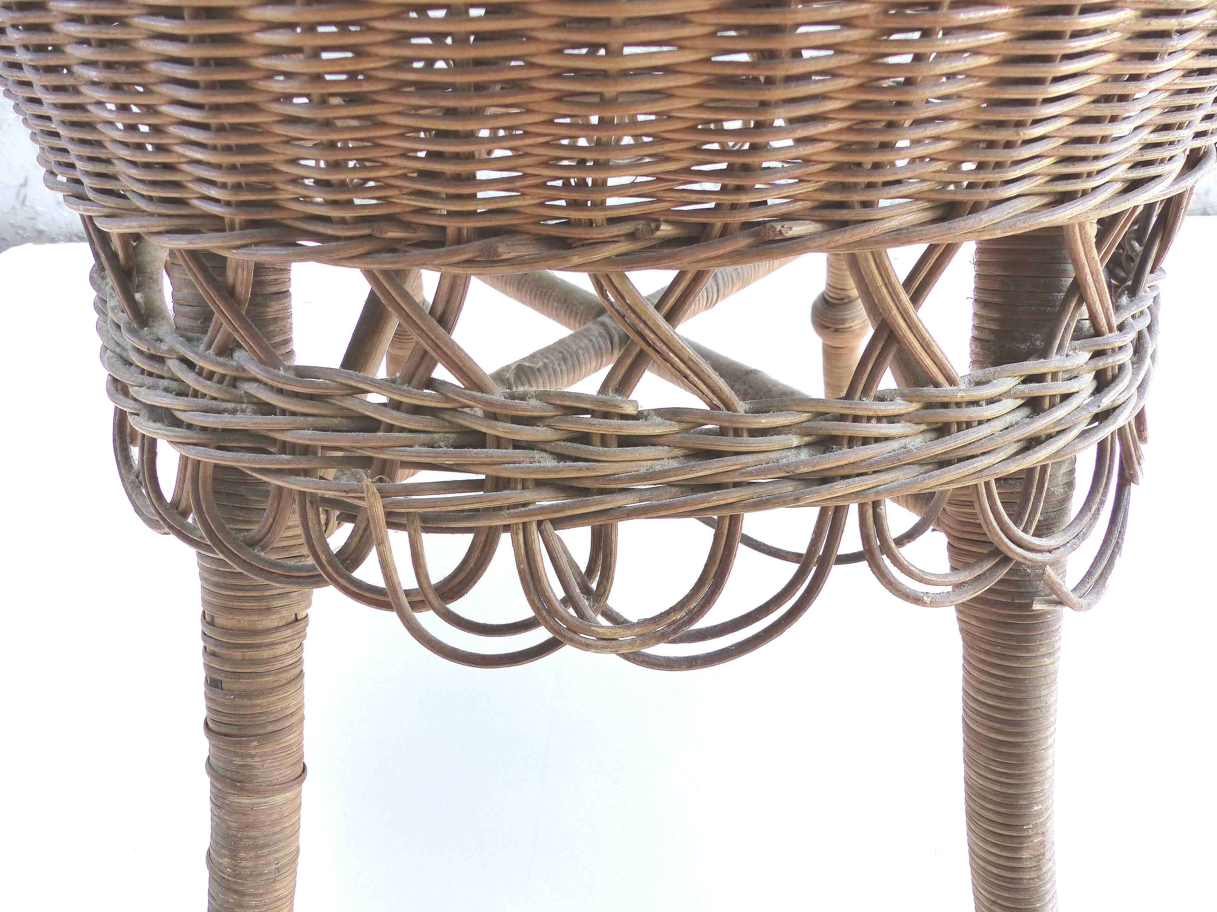 Rare 19th Century French Victorian Boudoir Wicker Chair 7