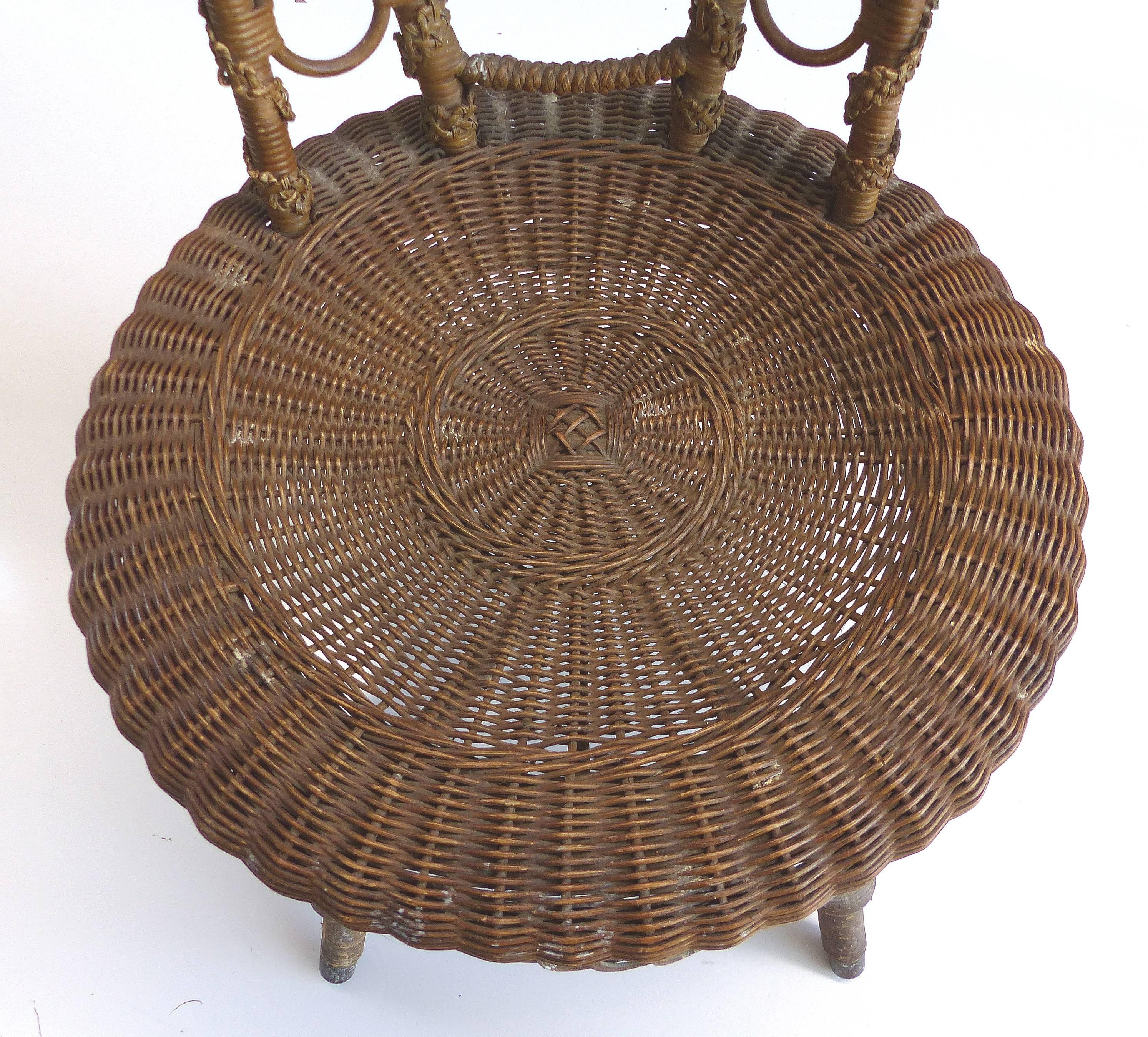 Rare 19th Century French Victorian Boudoir Wicker Chair In Good Condition In Miami, FL