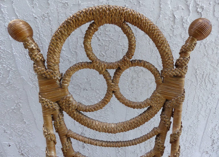 Rare 19th Century French Victorian Boudoir Wicker Chair For Sale