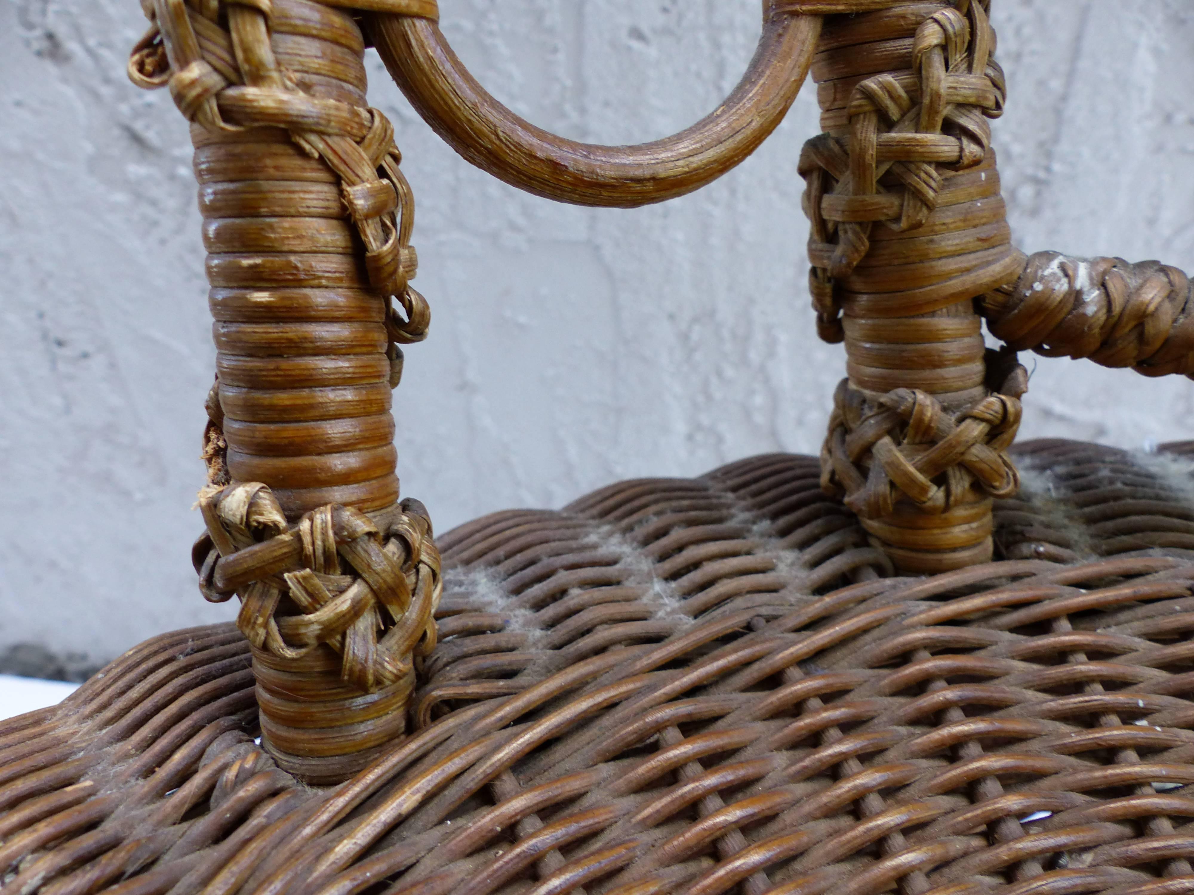 Rare 19th Century French Victorian Boudoir Wicker Chair 2