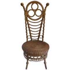 Rare 19th Century French Victorian Boudoir Wicker Chair