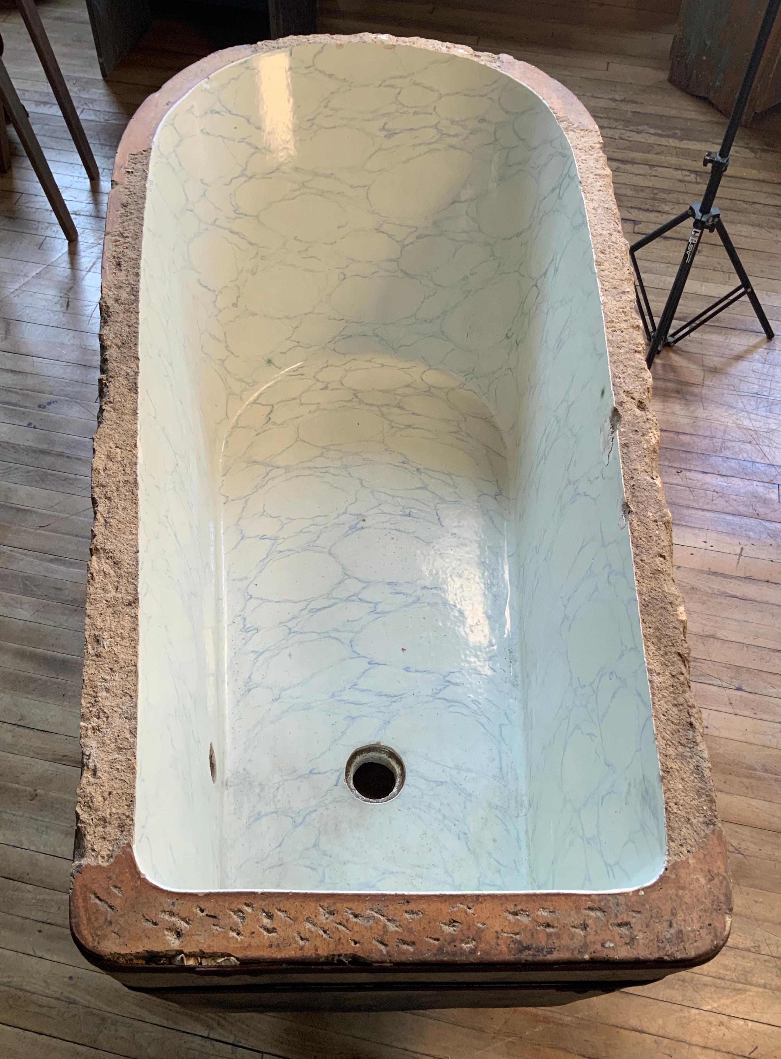 British Rare 19th Century Glazed Ceramic Deep Bath Tub