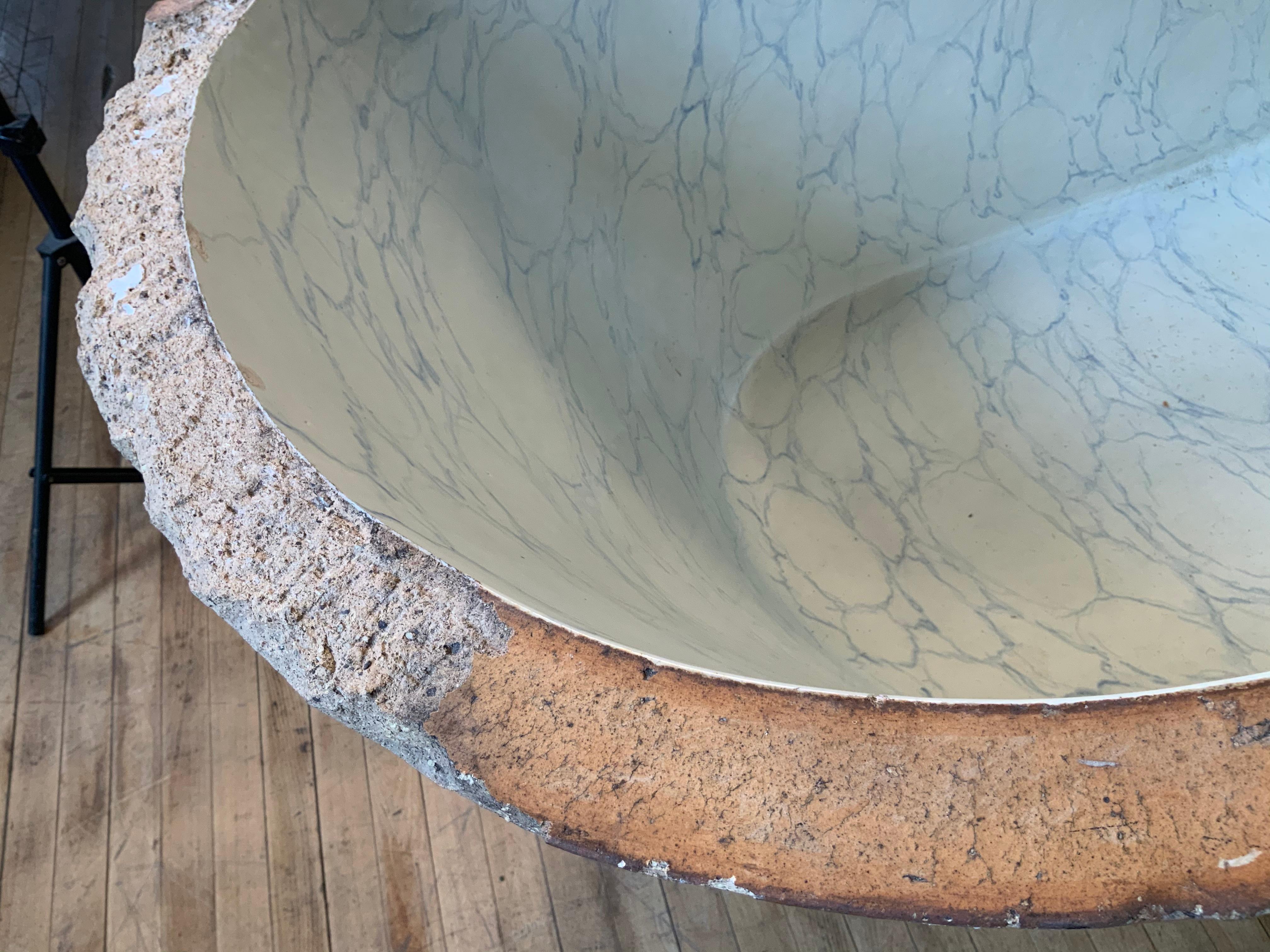 Rare 19th Century Glazed Ceramic Deep Bath Tub 1