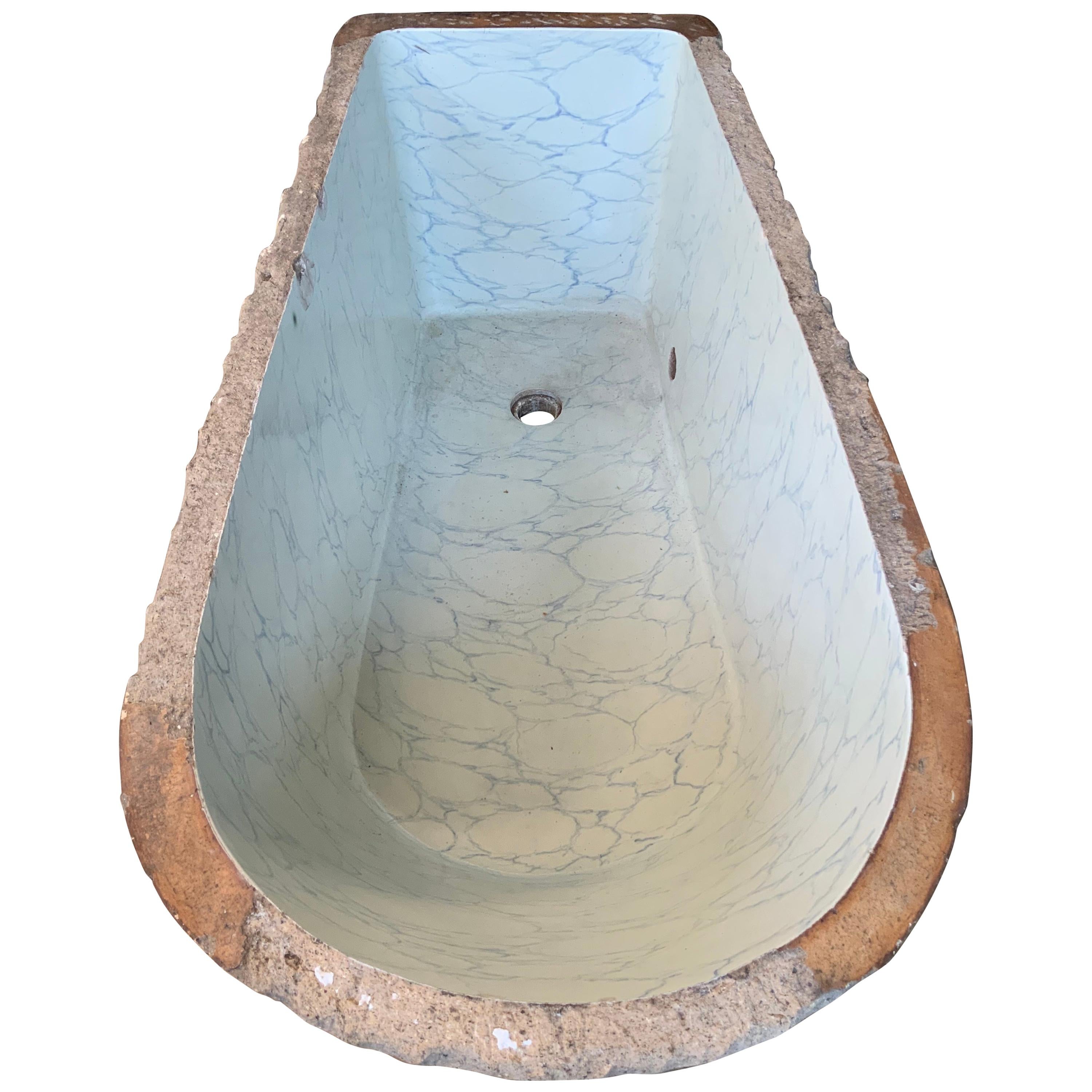 Rare 19th Century Glazed Ceramic Deep Bath Tub