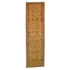 Rare 19th Century Gold Mustard Antique Caucasian Narrow Kuba Runner
