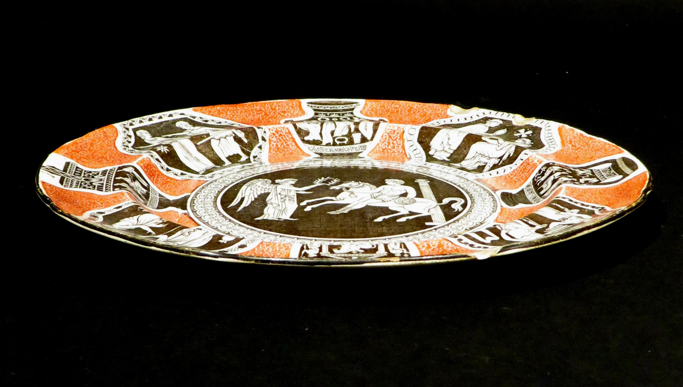 Greek Revival Rare 19th Century Herculaneum Factory ‘Greek Pattern’ Cabinet Plate, Circa 1805