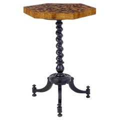 Antique Rare 19th Century Hexagonal Specimen Wood Occasional Table