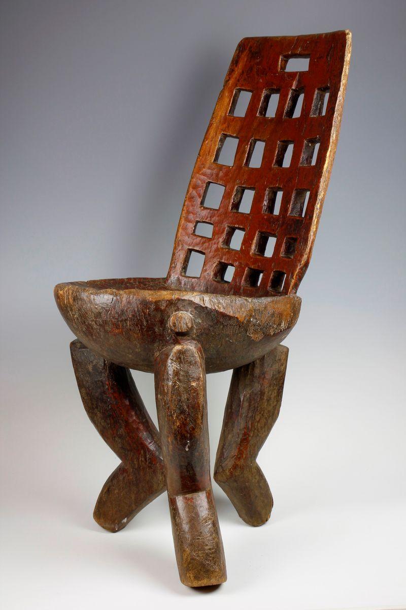 Tribal Rare 19th Century High-Backed Ethiopian Chair With Wonderful 'Dancing' Form For Sale
